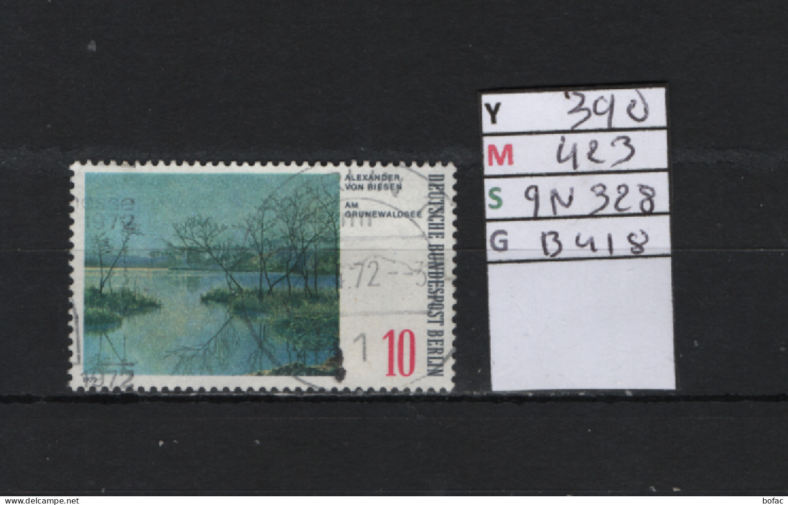 P. FIXE Obl 390 YT 423 MIC 9N328 SCO B418 GIB Lac De Grünewald Paysages Autour De Berlin 1972 *Berlin* 75/03 - Used Stamps