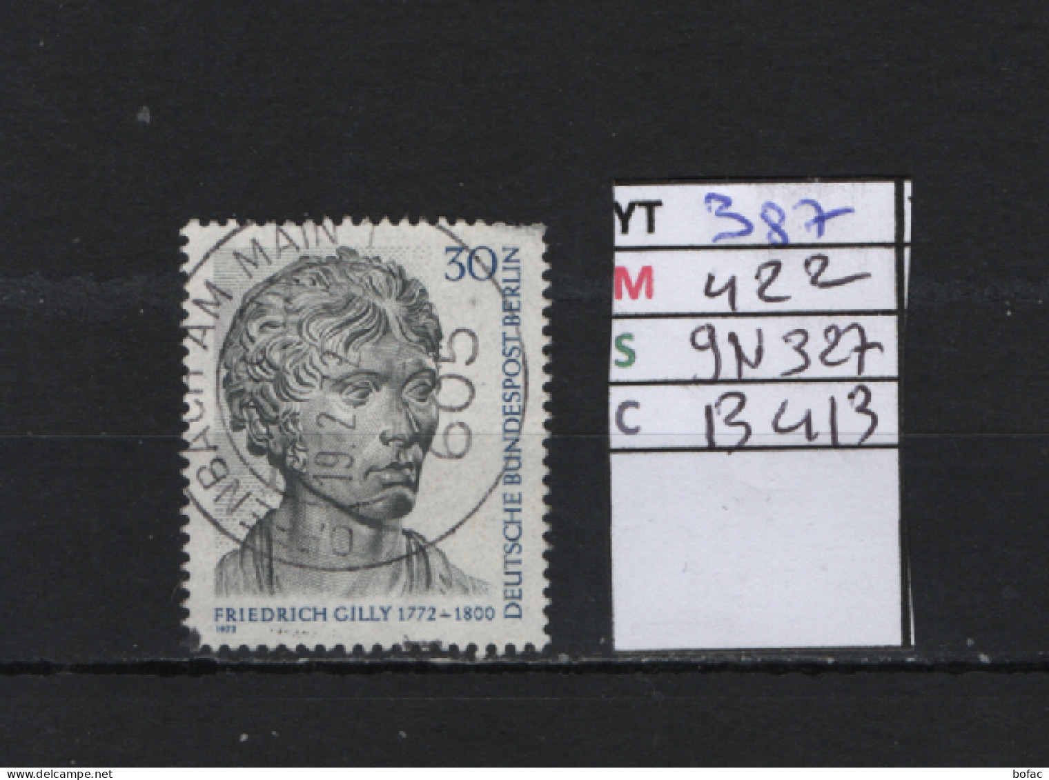 P. FIXE Obl 387 YT 422 MIC 9N327 SCO B413 GIB Friedrich Gilly 1972 *Berlin* 75/03 - Used Stamps