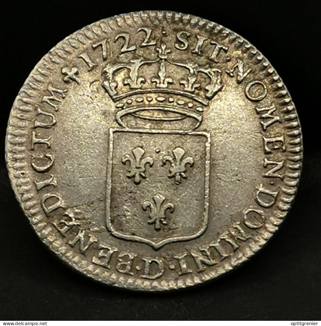 1/3 ECU DE FRANCE ARGENT LOUIS XV 1722 D LYON 29mm 8.12g FRANCE / SILVER - 1715-1774 Luigi XV Il Beneamato