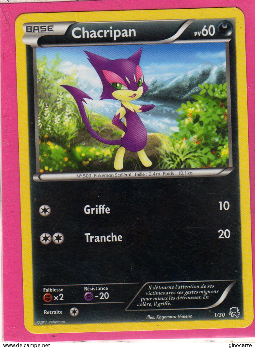 Carte Pokemon Francaise 2011 Trainer Kits 1/30 Chacripan 60pv Bon Etat - Trainer Kits