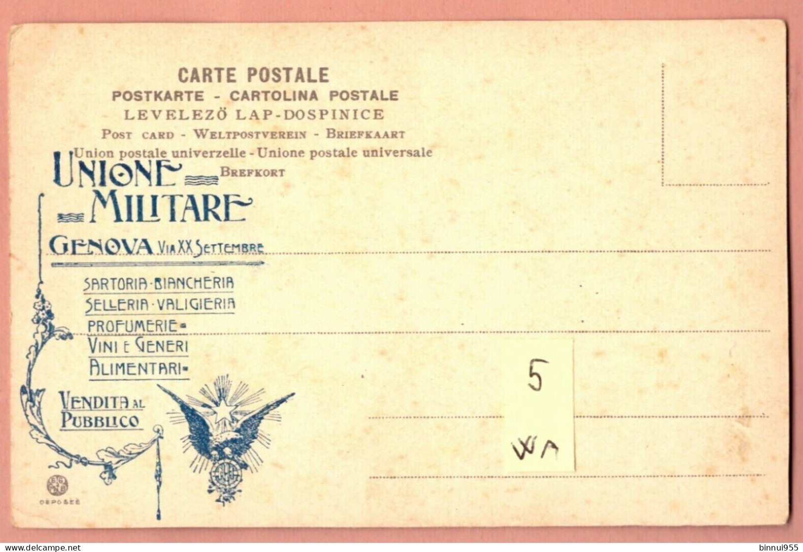 Cartolina Pubblicitaria Unione Militare Genova Veliero - Non Viaggiata - Genova (Genoa)