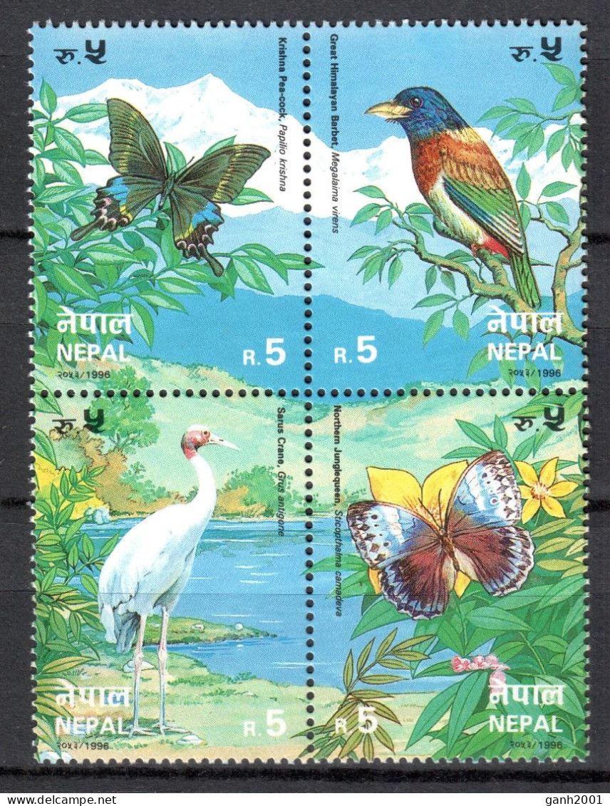 Nepal 1996 / Birds Butterflies MNH Vögel Schmetterlinge Aves Mariposas Oiseaux  / Cu21858  34-7 - Andere & Zonder Classificatie