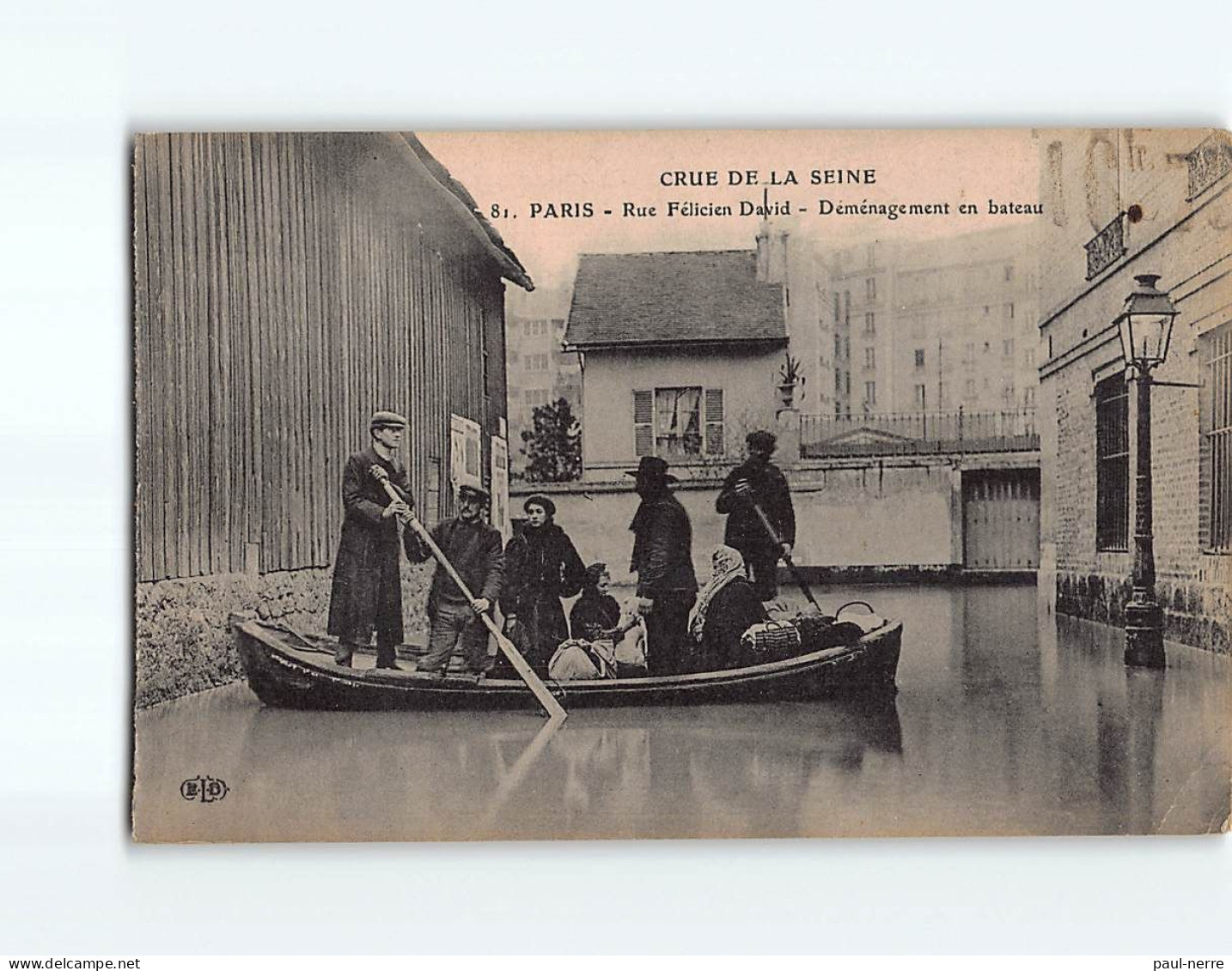 PARIS : Inondations 1910, Rue Félicien David, Déménagement En Bateau - état - Inondations De 1910