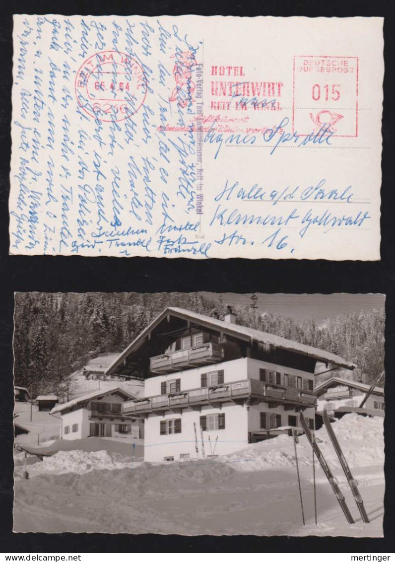 BRD Bund 1964 AFS 15Pf Freistempler Meter Postkarte REIT IM WINKEL Hotel Unterwirt X Halle DDR - Lettres & Documents