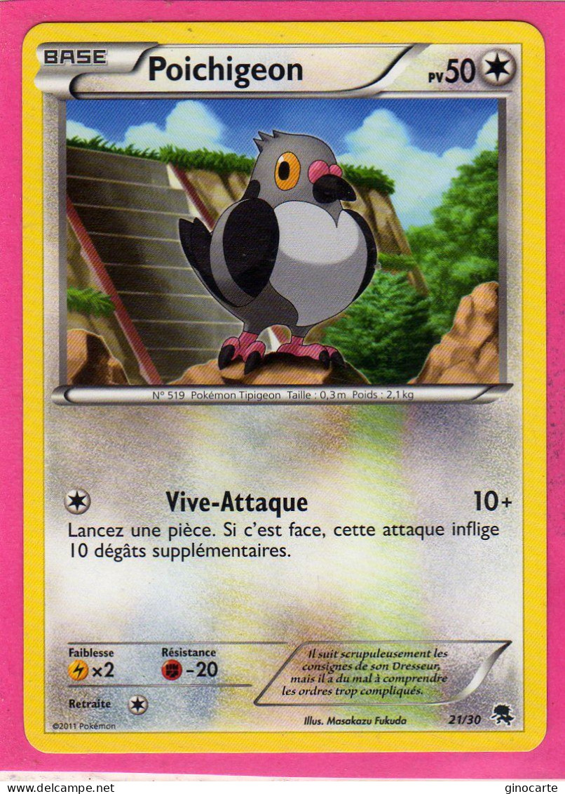 Carte Pokemon Francaise 2011 Trainer Kits 21/30 Poichigeon 50pv Neuve - Trainer Kits