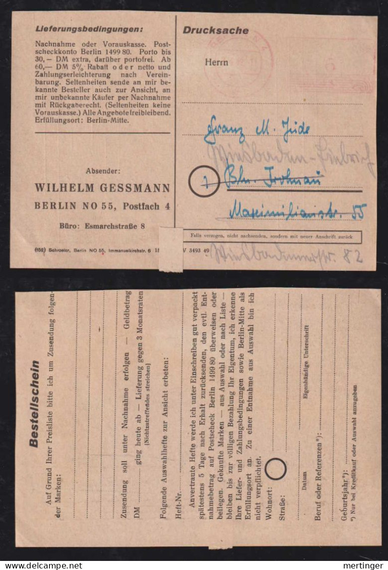 BERLIN 1949 AFS 6Pf Meter Drucksache Nach WIESBADEN - Lettres & Documents