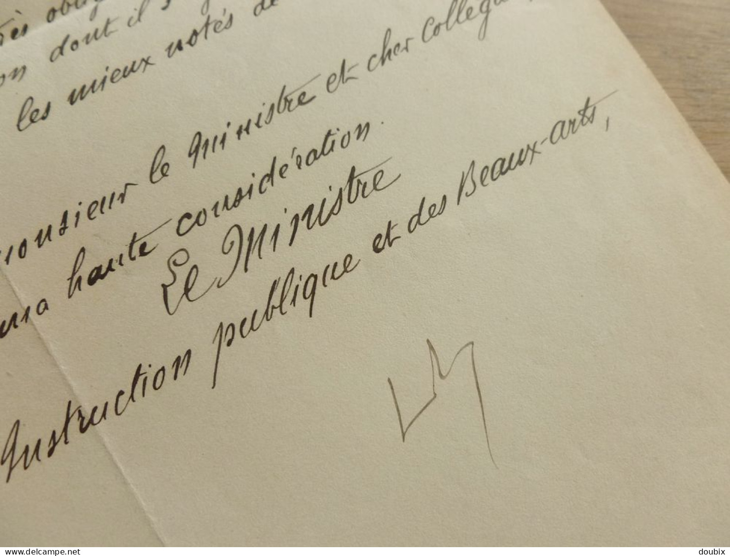 Leopold FAYE (1828-1900) MINISTRE Instruction. Maire MARMANDE. 2x AUTOGRAPH