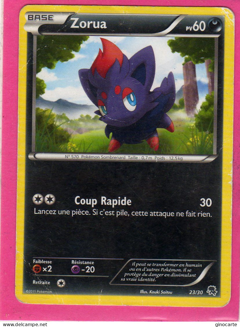 Carte Pokemon Francaise 2011 Trainer Kits 23/30 Zorua 60pv Occasion - Trainer Kits