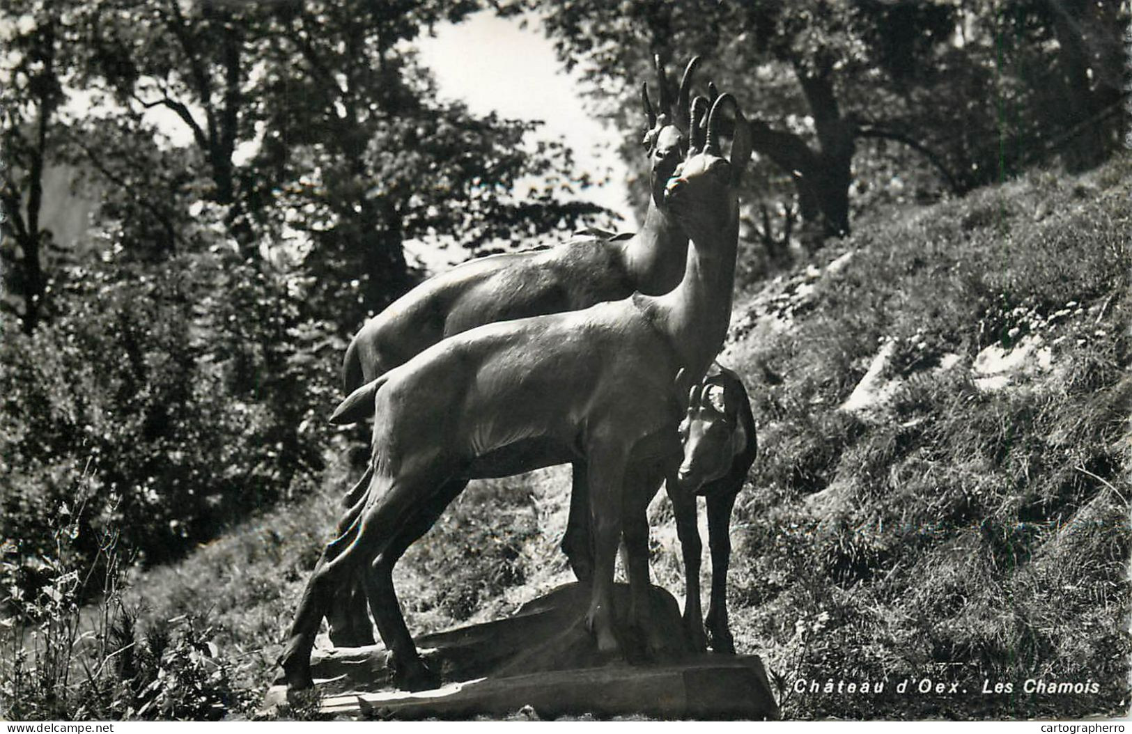 Switzerland Chateau D'Oex Les Chamois Statue - Château-d'Œx