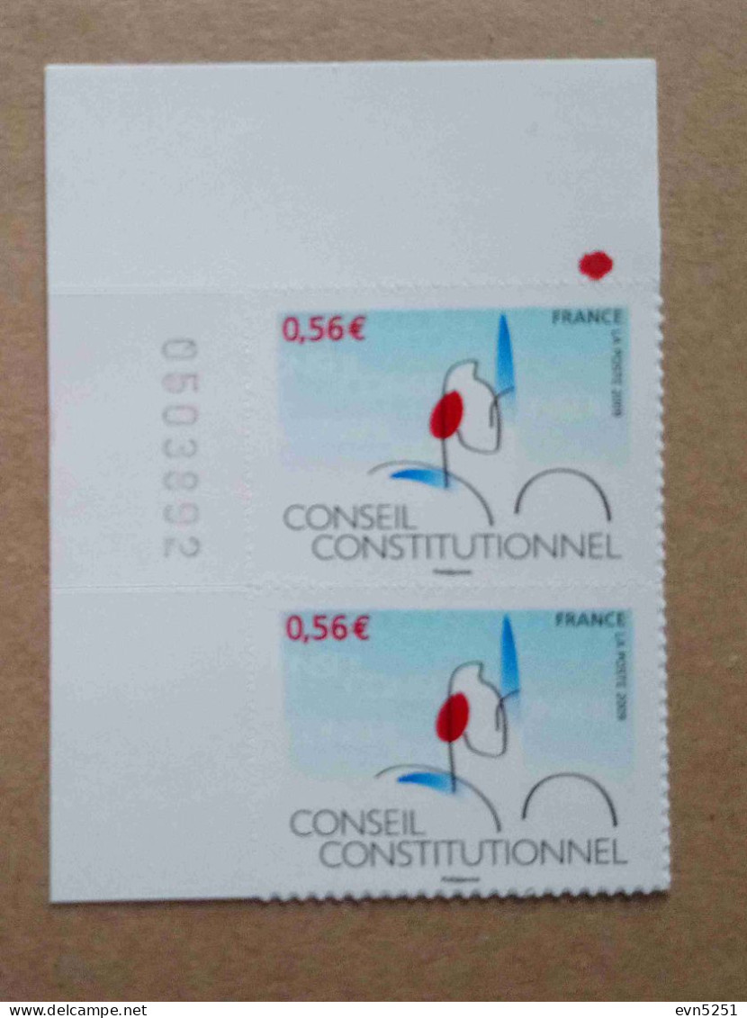 A3-N6 : Cinquantenaire Du Conseil Constitutionnel - 1er Tirage Sans Le Bleu Dans Le Bonnet (autoadhésifs / Autocollants) - Neufs