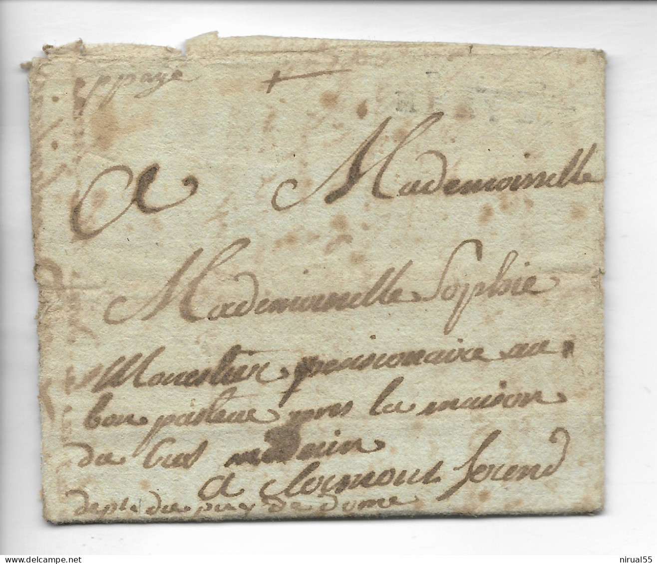 MEYRUEIS Lozère P.46.P. MERUEIS Noir + P.Payé Manuscrit Sur Pli 6.2.1811 Frappe Faibel (Indice 20 40e)    ....    G - Autres & Non Classés