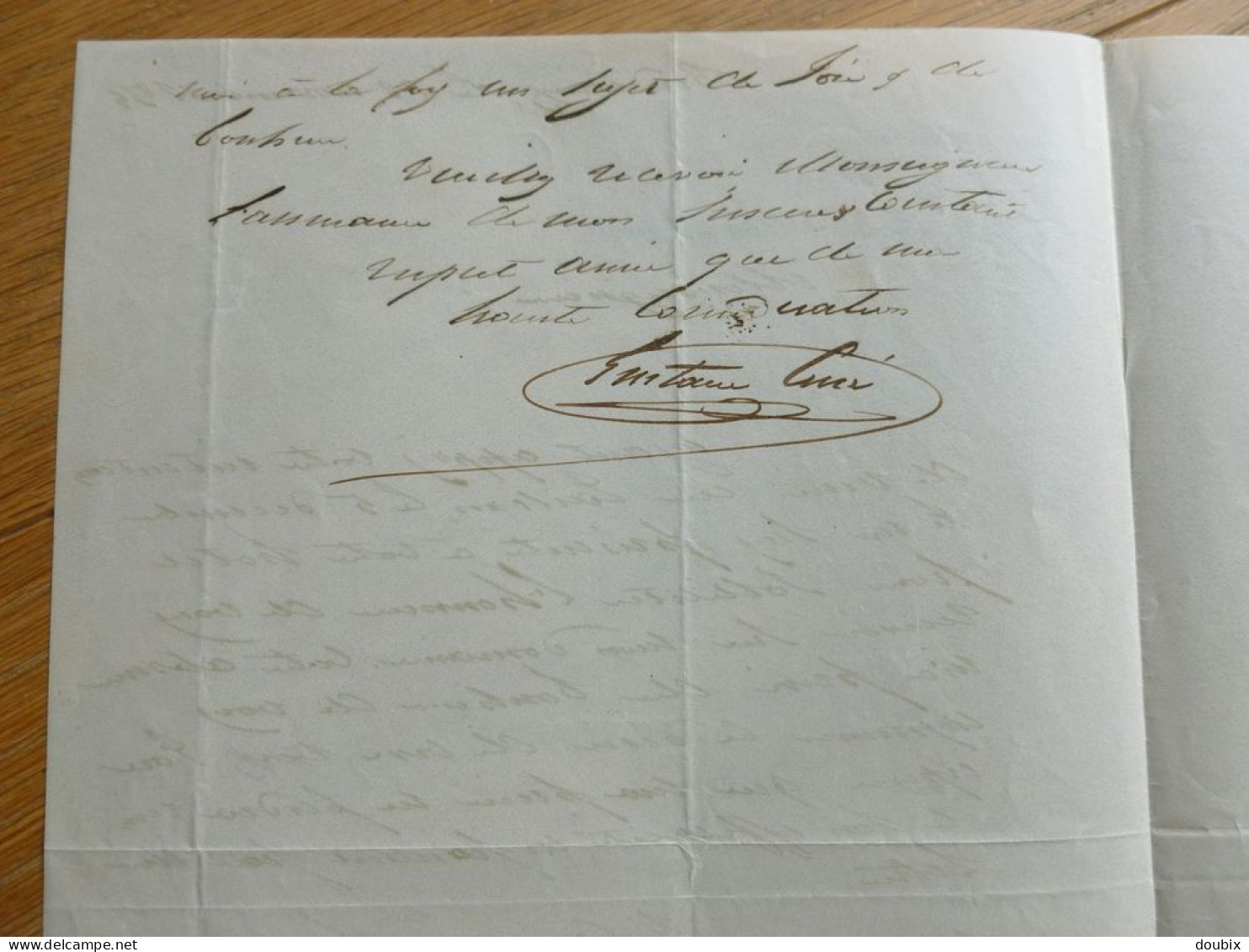 Gustave CURE (1799-1876) Député Maire BORDEAUX. Port Louis (Ile Maurice). AUTOGRAPHE