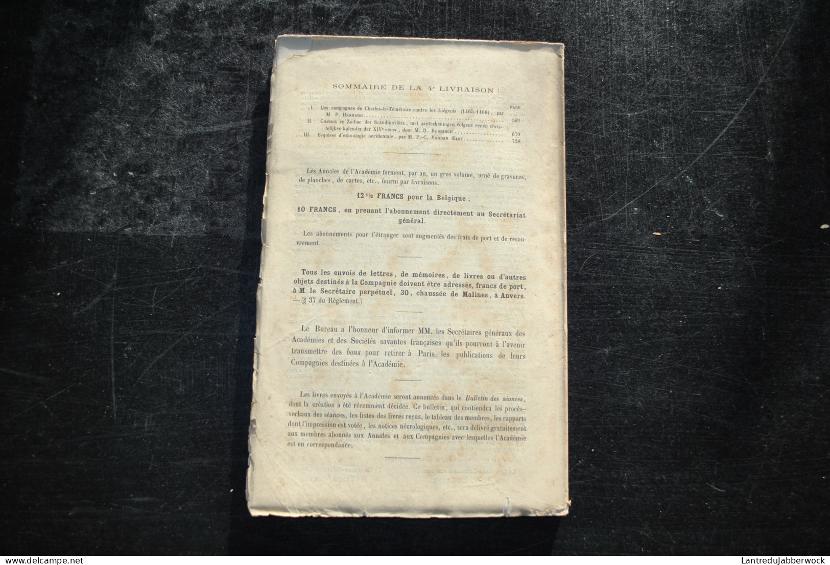 Annales De L'Académie D'archéologie De Belgique 4è Liv. 1867 Charles Le Téméraire Liège Zodiac Scandinaviers Ethnologie - België