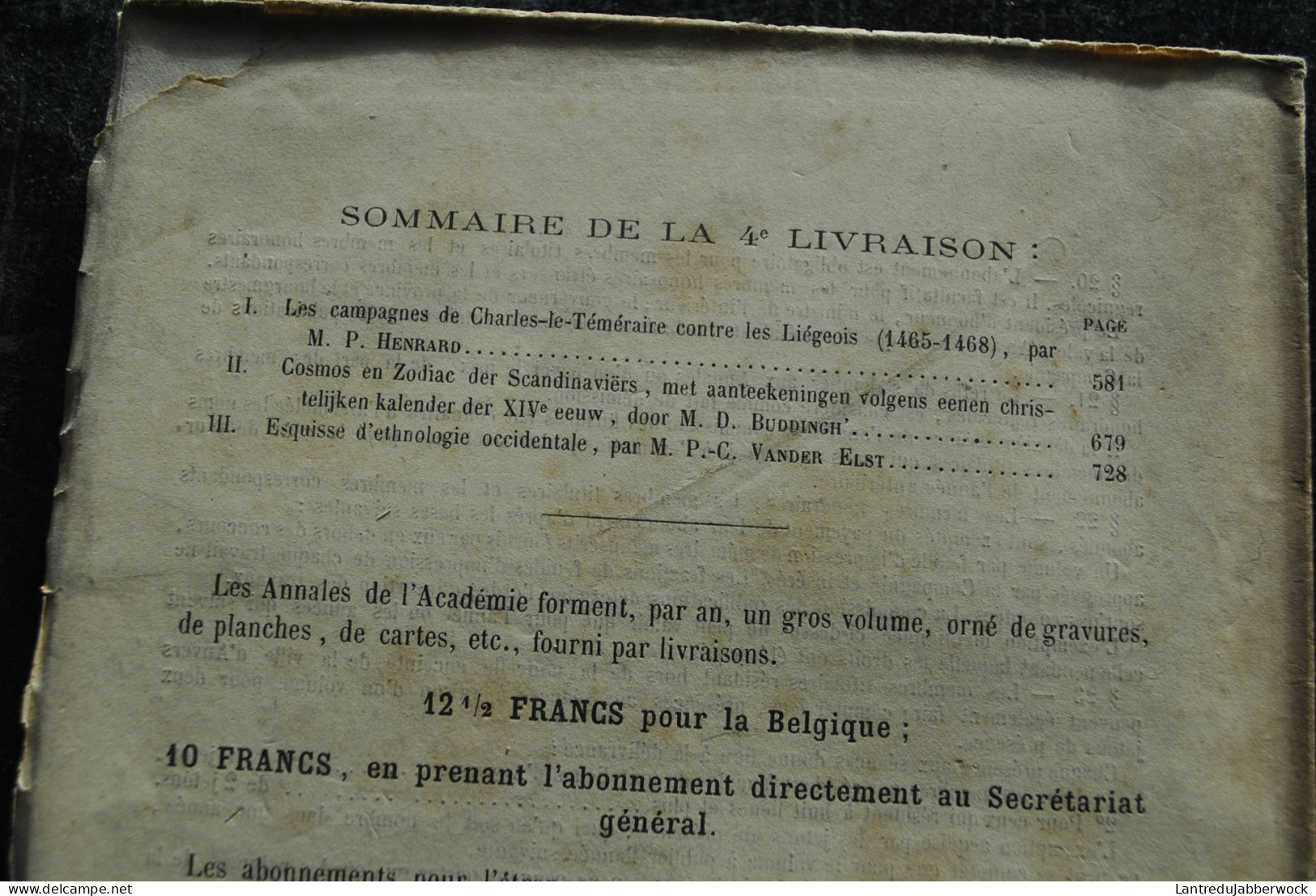 Annales De L'Académie D'archéologie De Belgique 4è Liv. 1867 Charles Le Téméraire Liège Zodiac Scandinaviers Ethnologie - België