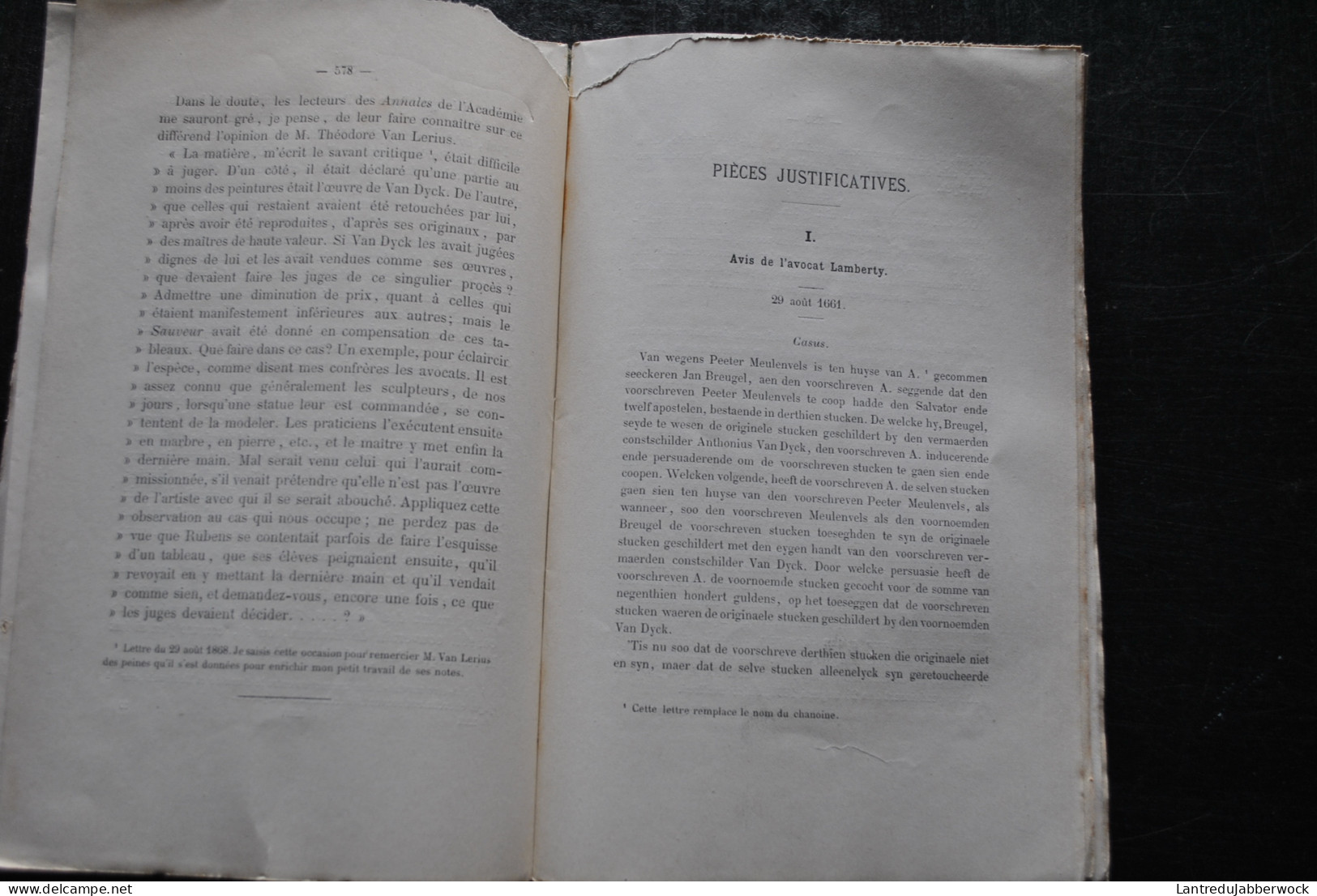 Annales de l'Académie d'archéologie de Belgique 4è liv 1868 Charles-Quint Philippe II Dampierre Procès Van Dyck Warminia