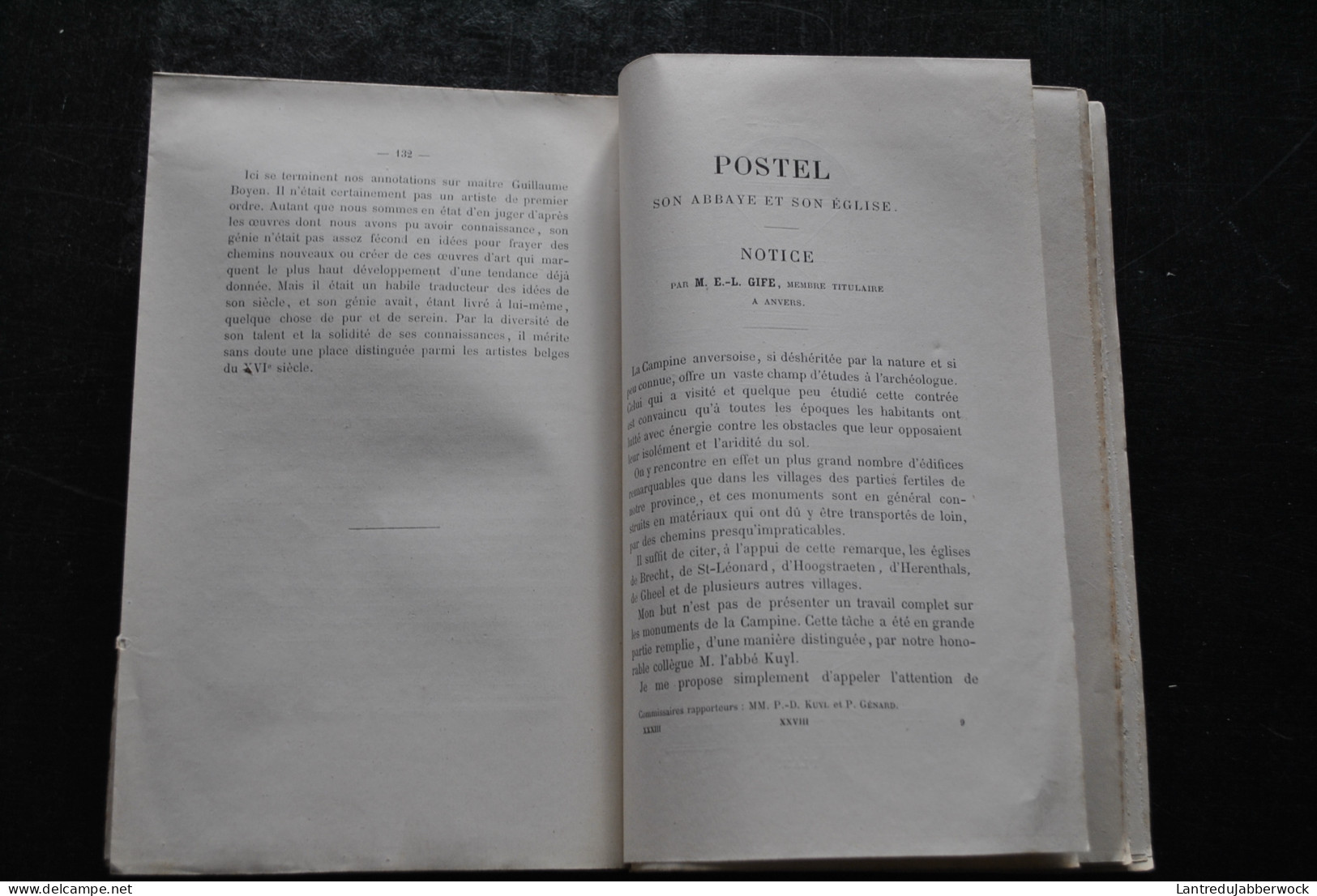 Annales de l'Académie d'archéologie de Belgique 1è liv 1872 Tribunaux ecclésiastiques Guillaume BOYEN Postel Abbaye BOY