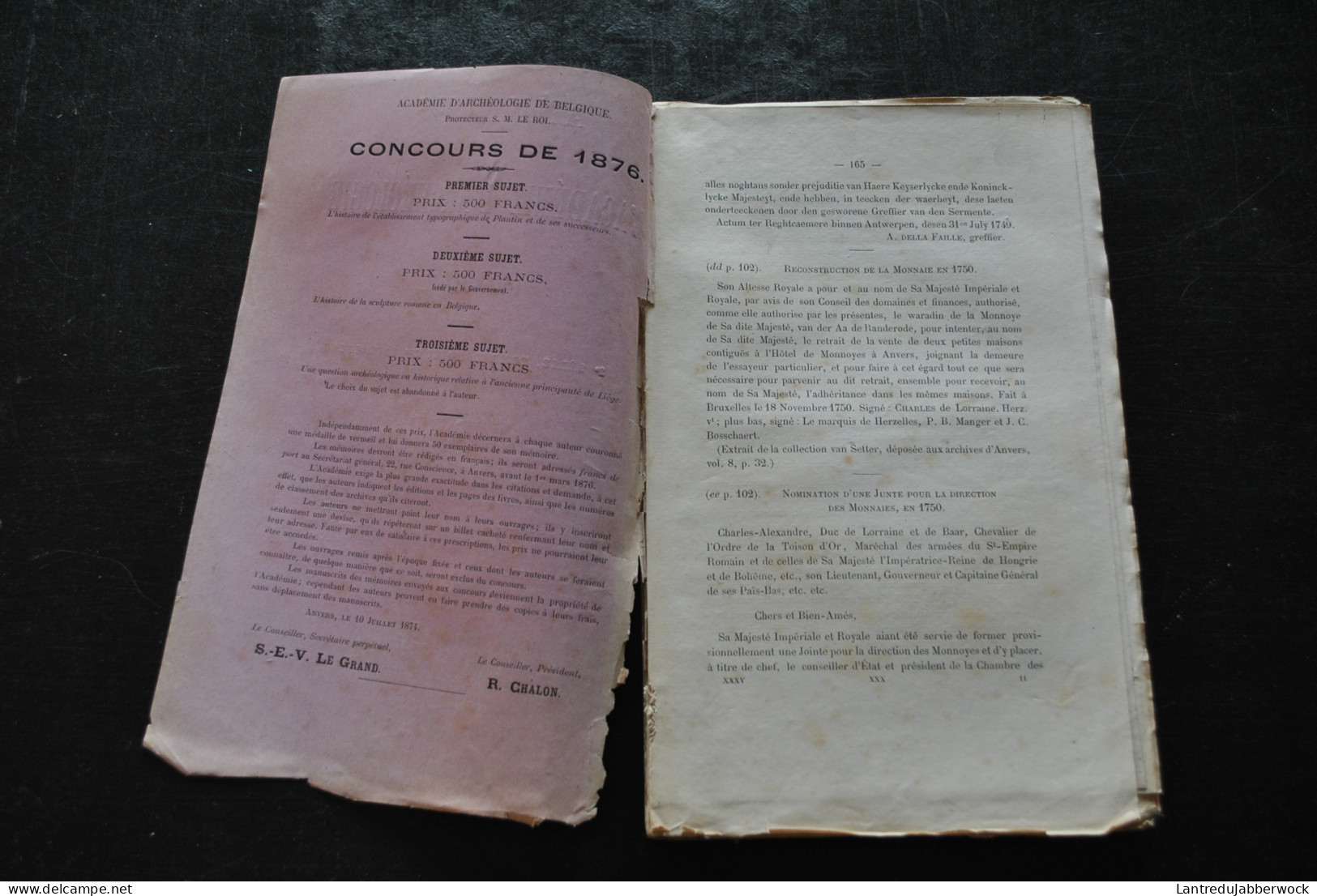 Annales de l'Académie d'archéologie de Belgique 2è & 3è liv 1874 Histoire du Grand Conseil de Malines MATTHIEU RARE +...