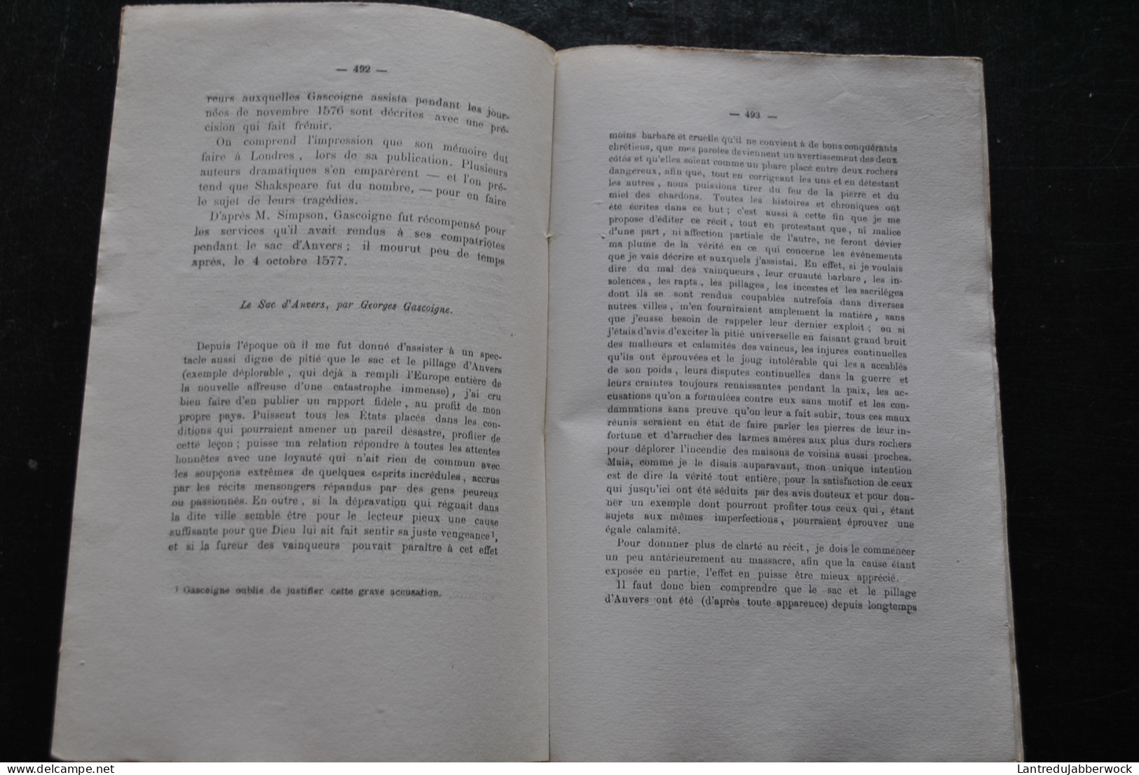 Annales de l'Académie d'archéologie de Belgique 4è liv 1877 GENARD (Archiviste ville d'Anvers) La Furie Espagnole (fin)