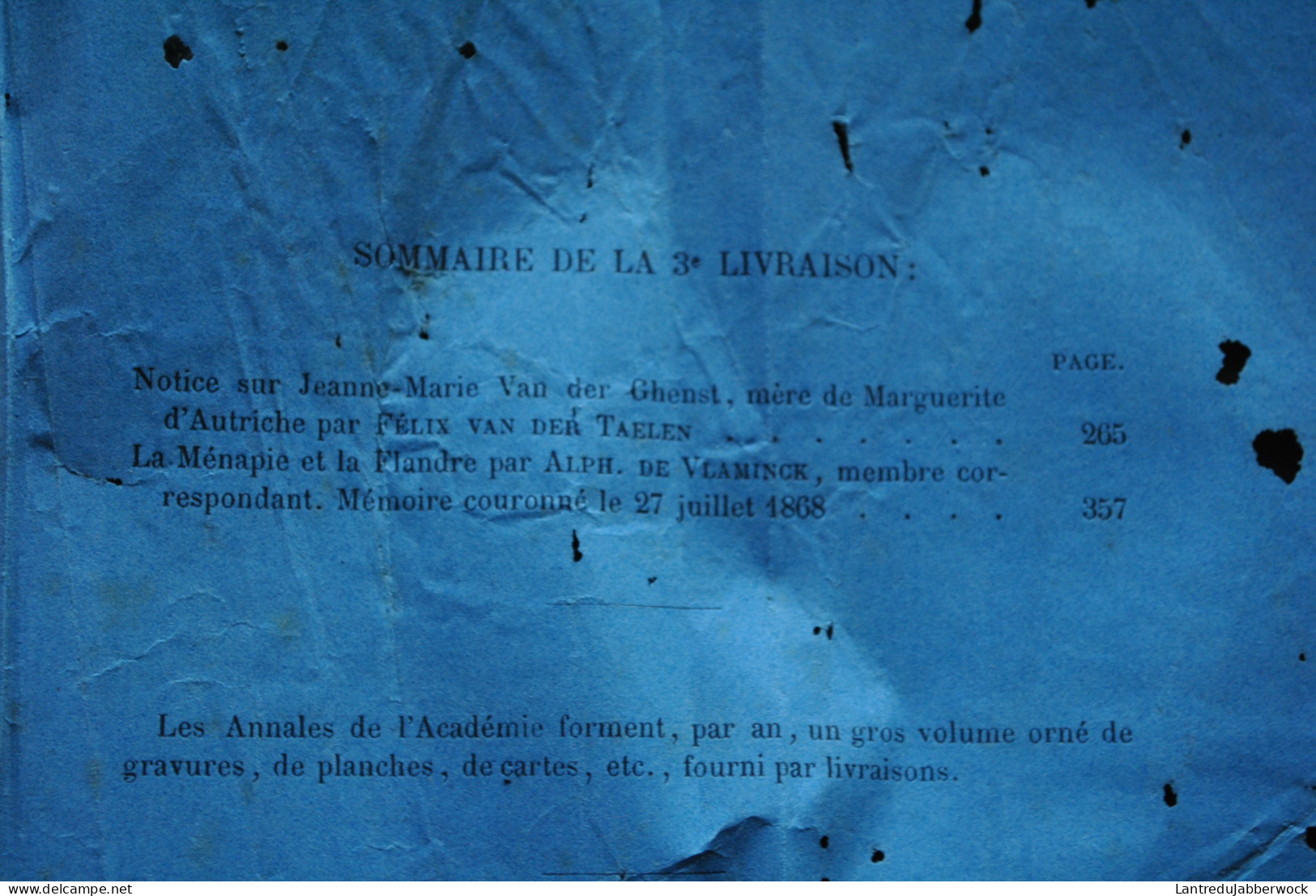 Annales De L'Académie D'archéologie De Belgique 3è Liv 1878 Ménapie & La Flandre DE VLAMINCK Jeanne Marie VAN DER GHENST - Belgium