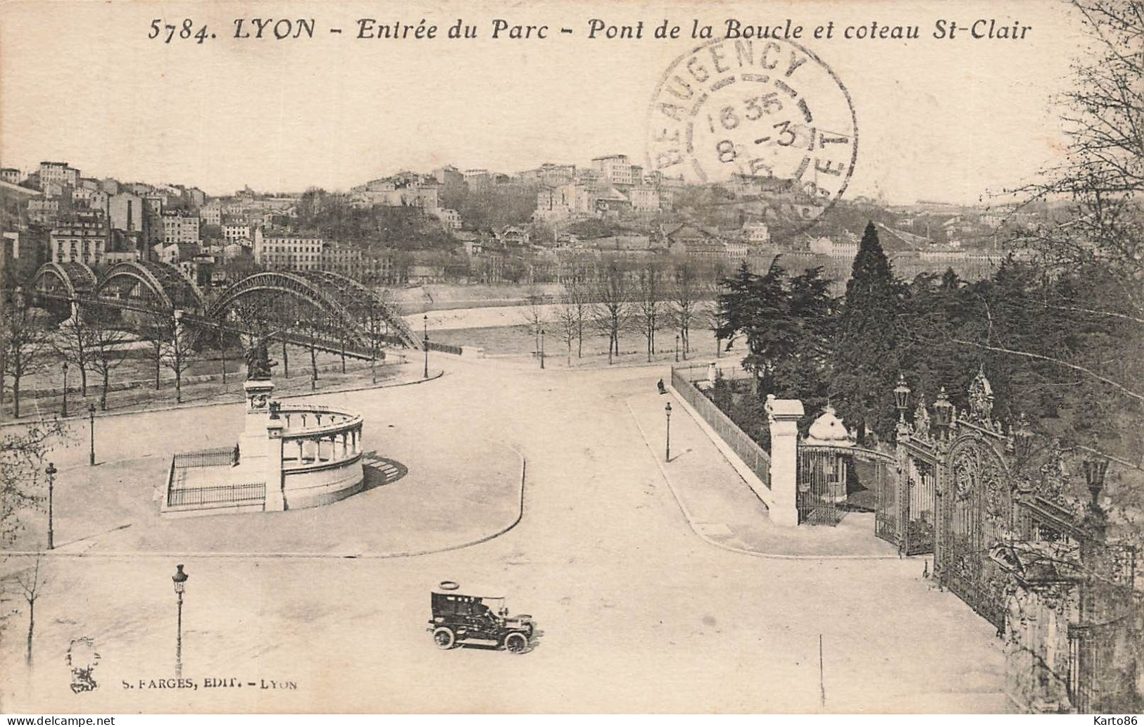 Lyon * Entrée Du Parc * Place * Pont De La Boucle Et Coteau St Clair - Lyon 9