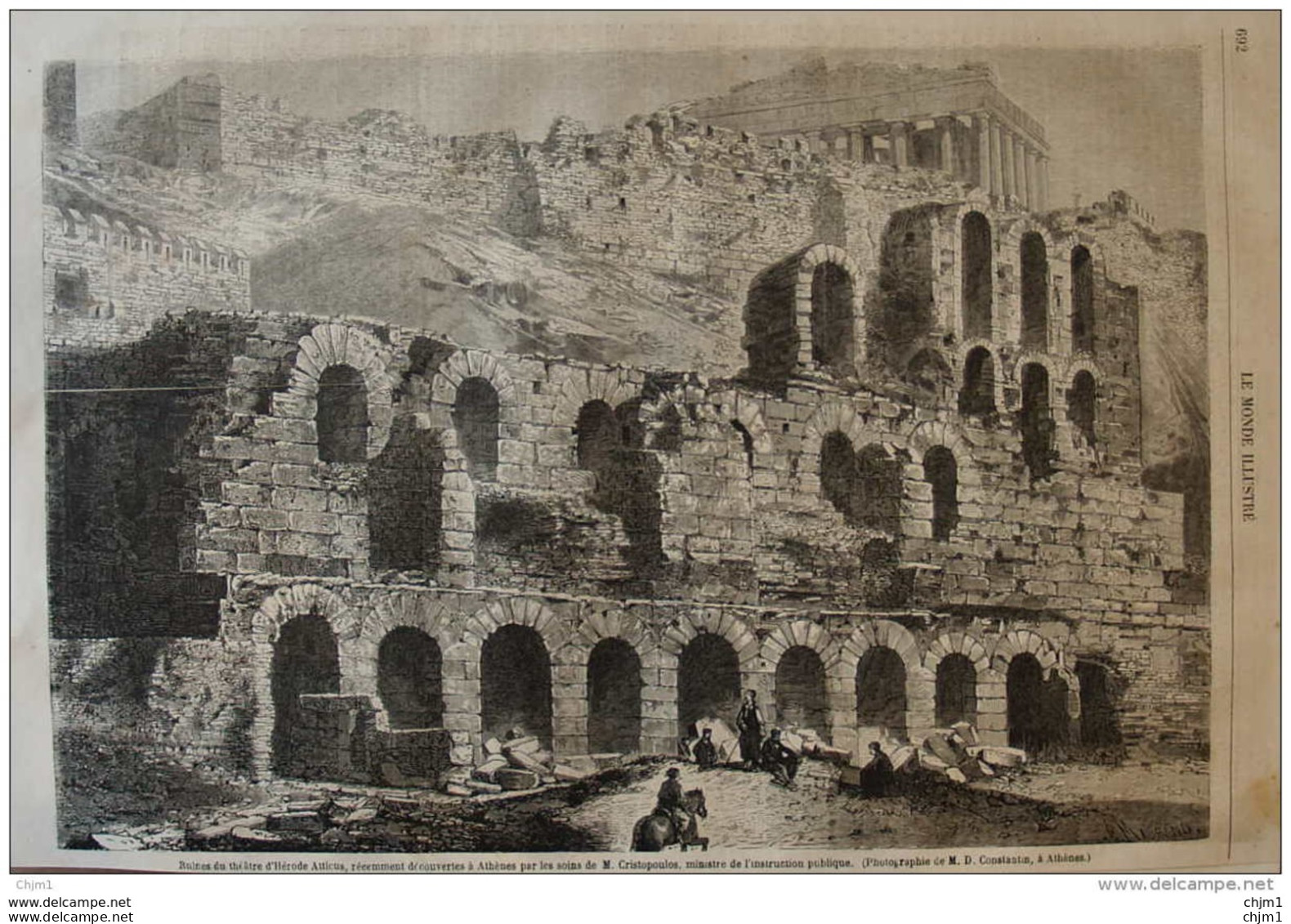 Ruines Du Théâtre D'Hérode Atticus, Récemment Découvertes à Athènes - Page Original 1861 - Historische Dokumente