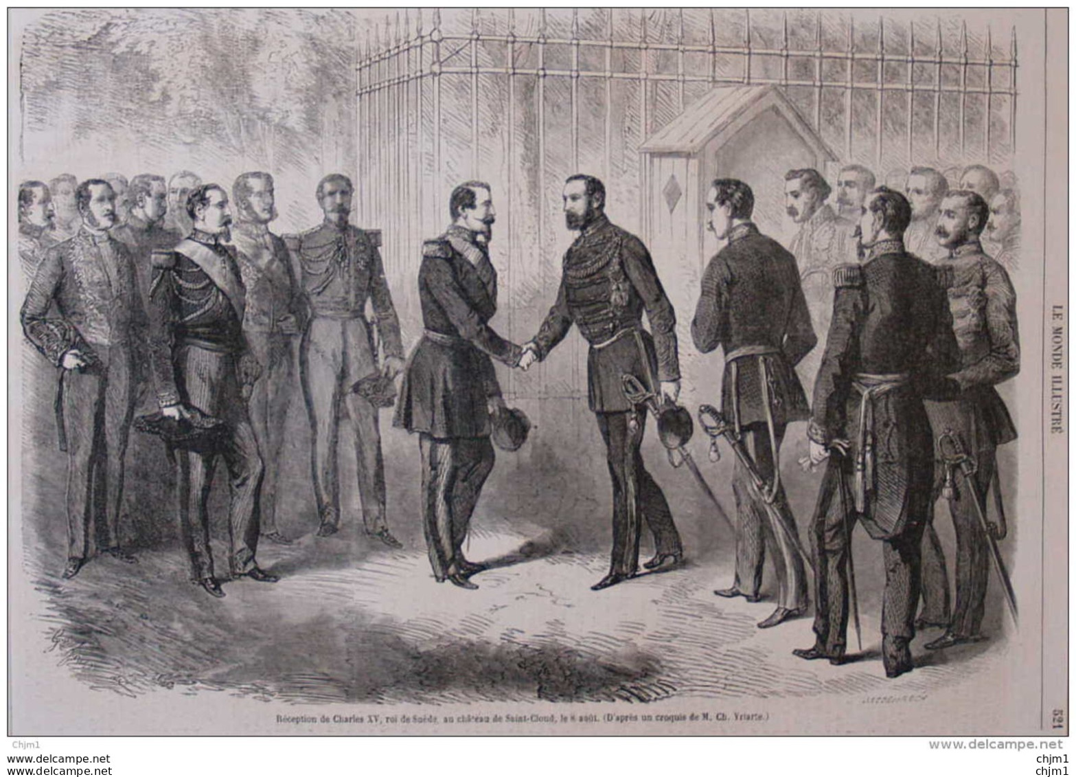 Réception De Charles XV, Roi De Suède Au Château De Saint-Cloud - Page Original 1861 - Historische Dokumente