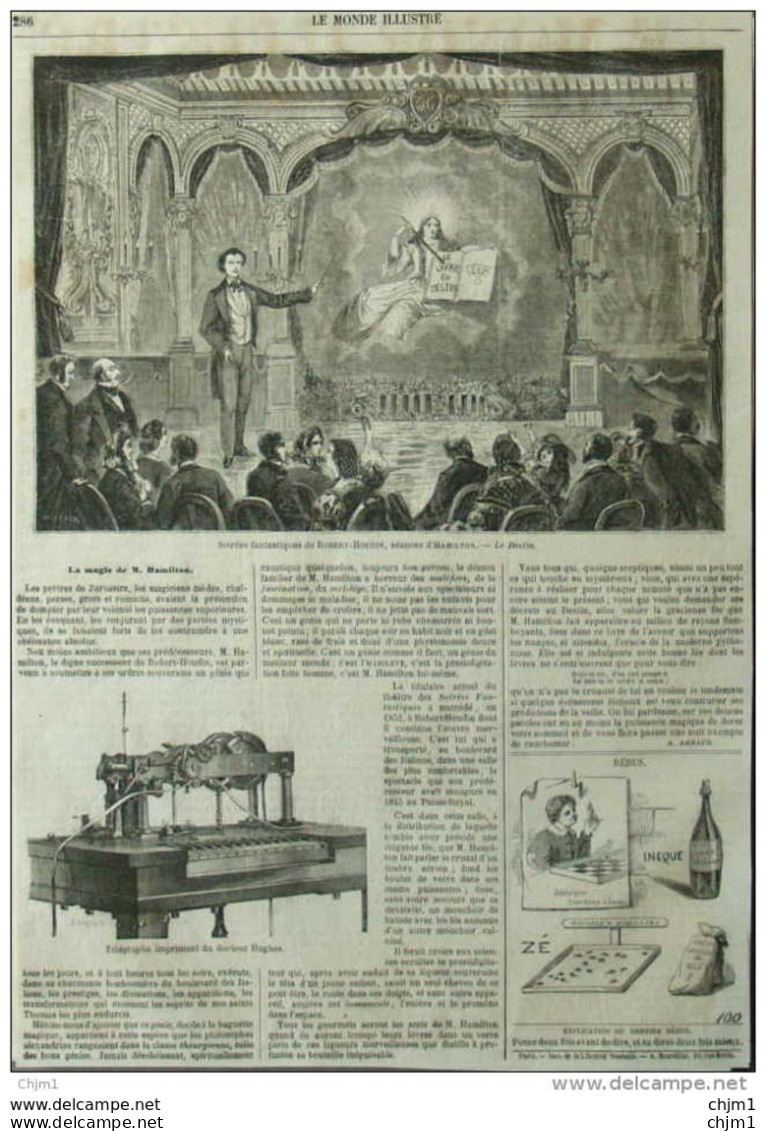 Télégraphe Imprimant Du Docteur Hughes - Page Original 1861 - Historische Dokumente