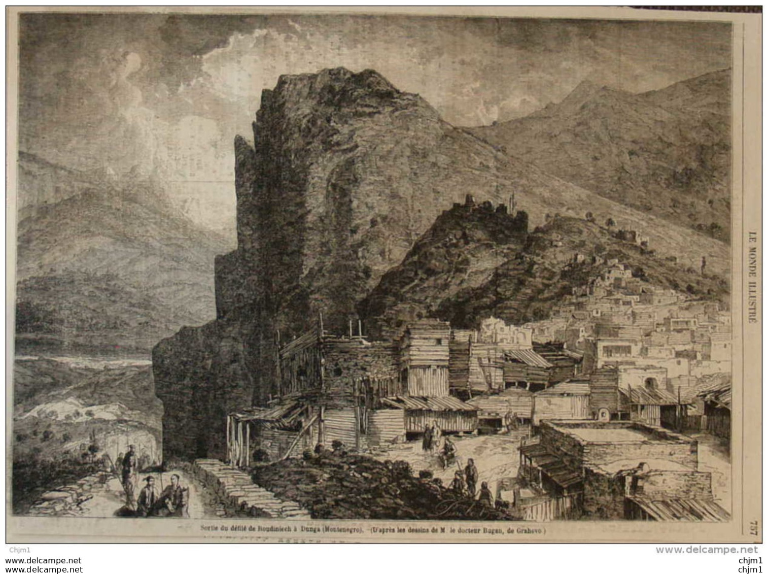 Sortie Du Défilé De Roudiniech à Dunga (Montenegro) - Page Original -  1861 - Historische Dokumente