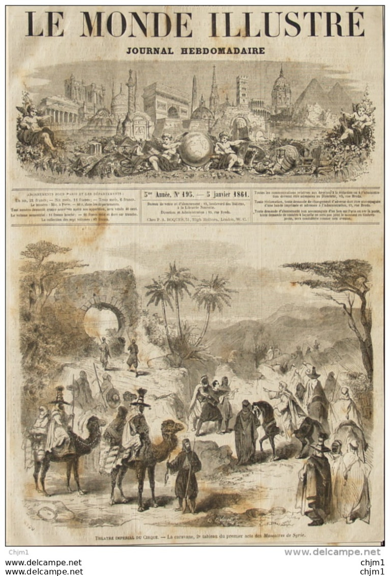 Théâtre Impériale Du Cirque - La Caravane, 2e Tableau Des "Massacres De Syrie" - Page Original 1861 - Historische Dokumente