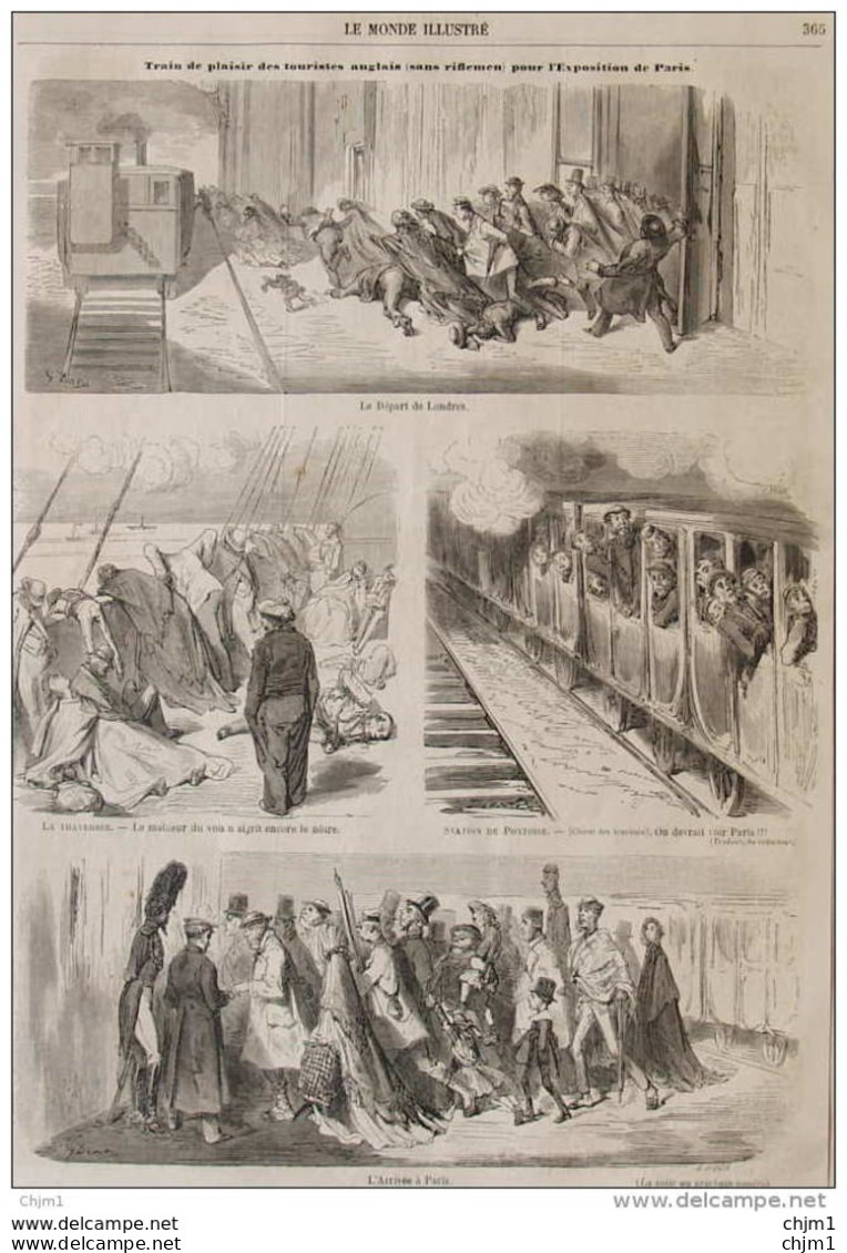 Train De Plaisir Des Touristes Anglais Pour L'Exposition De Paris - Station De Pontoise - Page Original 1861 - Historische Dokumente