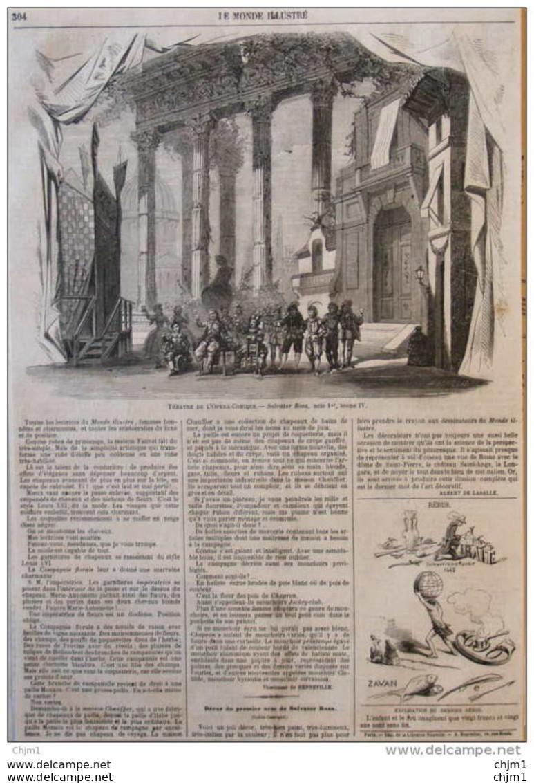 Théâtre De L'Opéra-Comique - Salvator Rosa - Page Original 1861 - Historische Dokumente