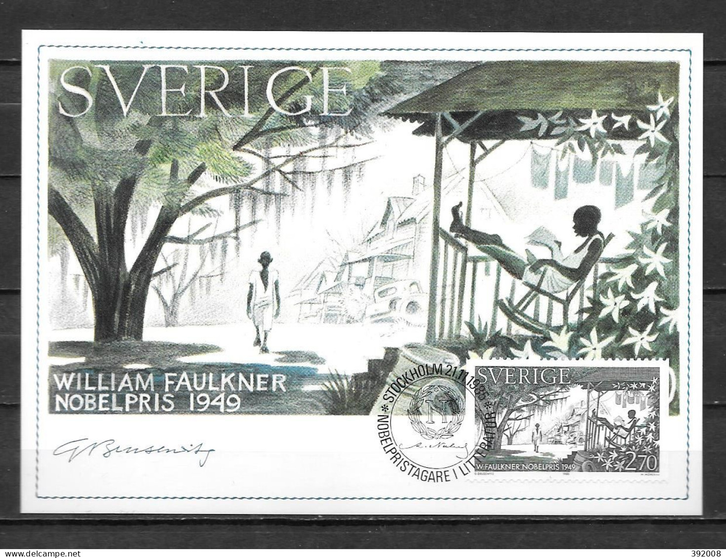 1985 - 1346 - Prix Nobel De Littérature, Faulkner - 23 - Maximumkarten (MC)