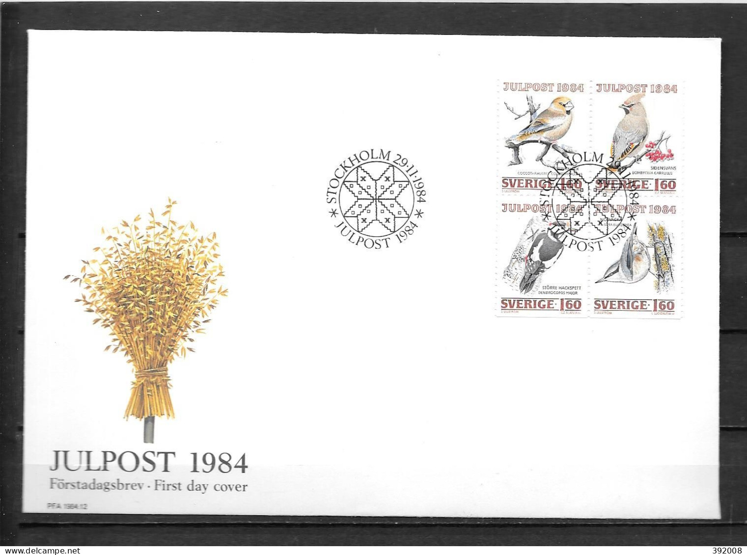 1984 - 1289 à 1292 - Oiseaux - 16 - FDC