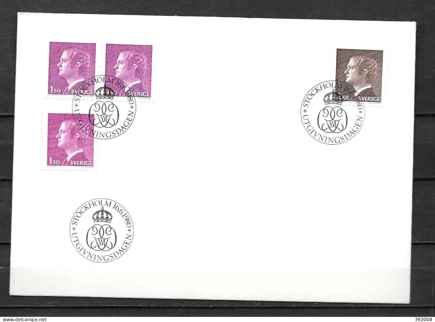 1980 - 1095 à 1096 - Roi Charles XVI - 13 - FDC