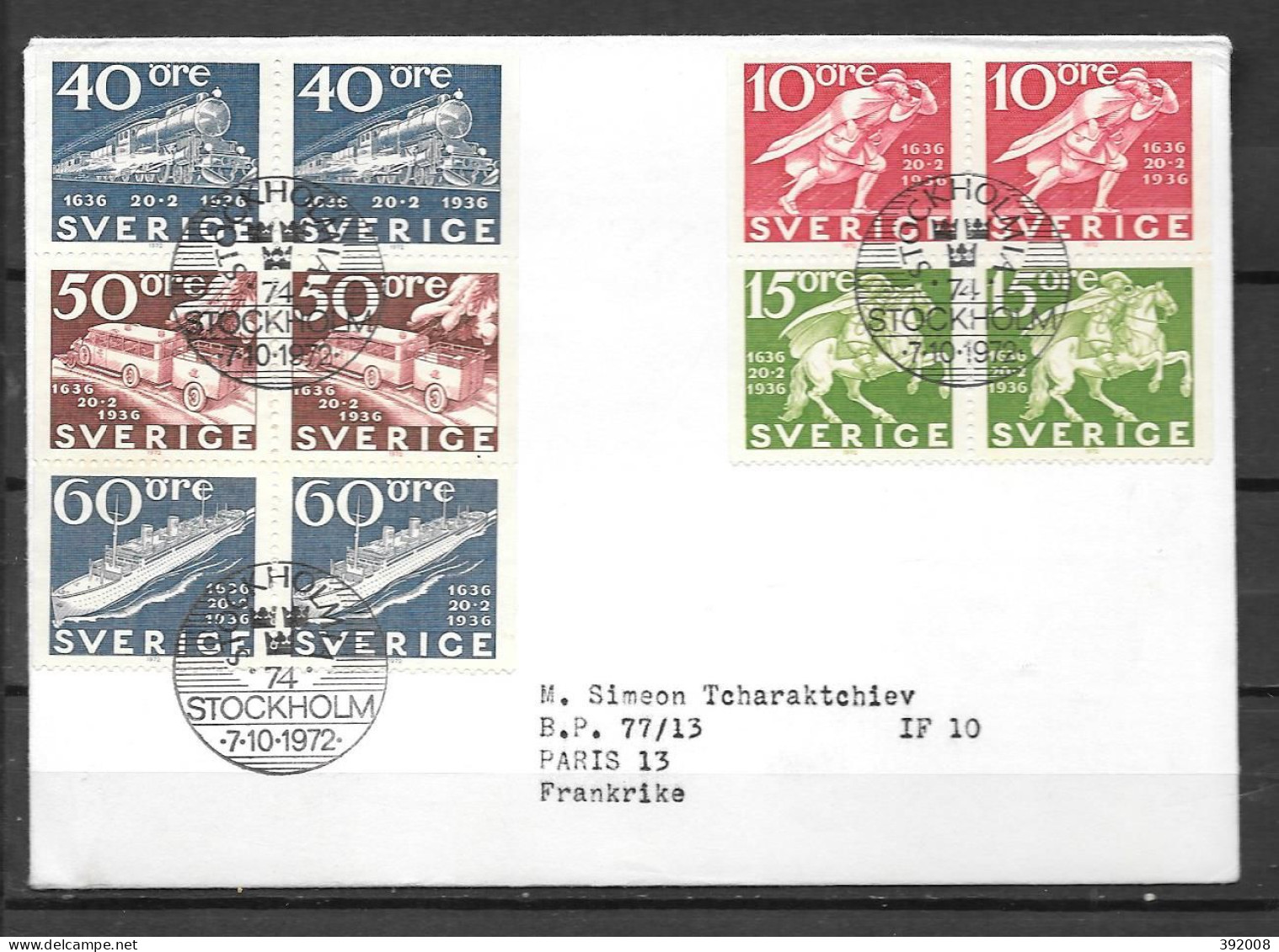 1972 - 744 à 748 - Expo Stockholmia - 26 - FDC