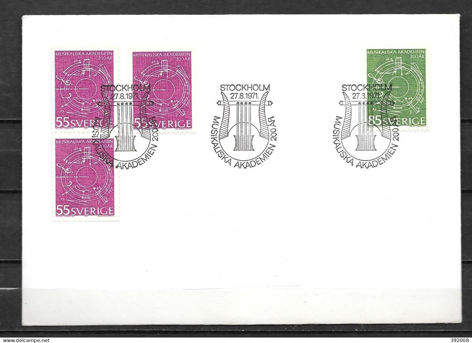 1971 - 693 à 694 - 200 Ans Académie Royale De Musique - 2 - FDC