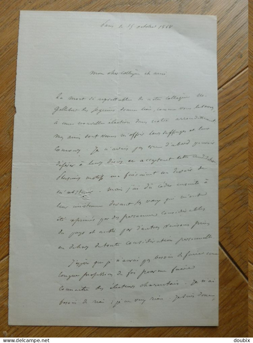 Pierre MATHIEU BODET (1816-1911) Député Charente BARBEZIEU, Saint Saturnin, Hiersac. MINISTRE Avocat. 2 x Autographe