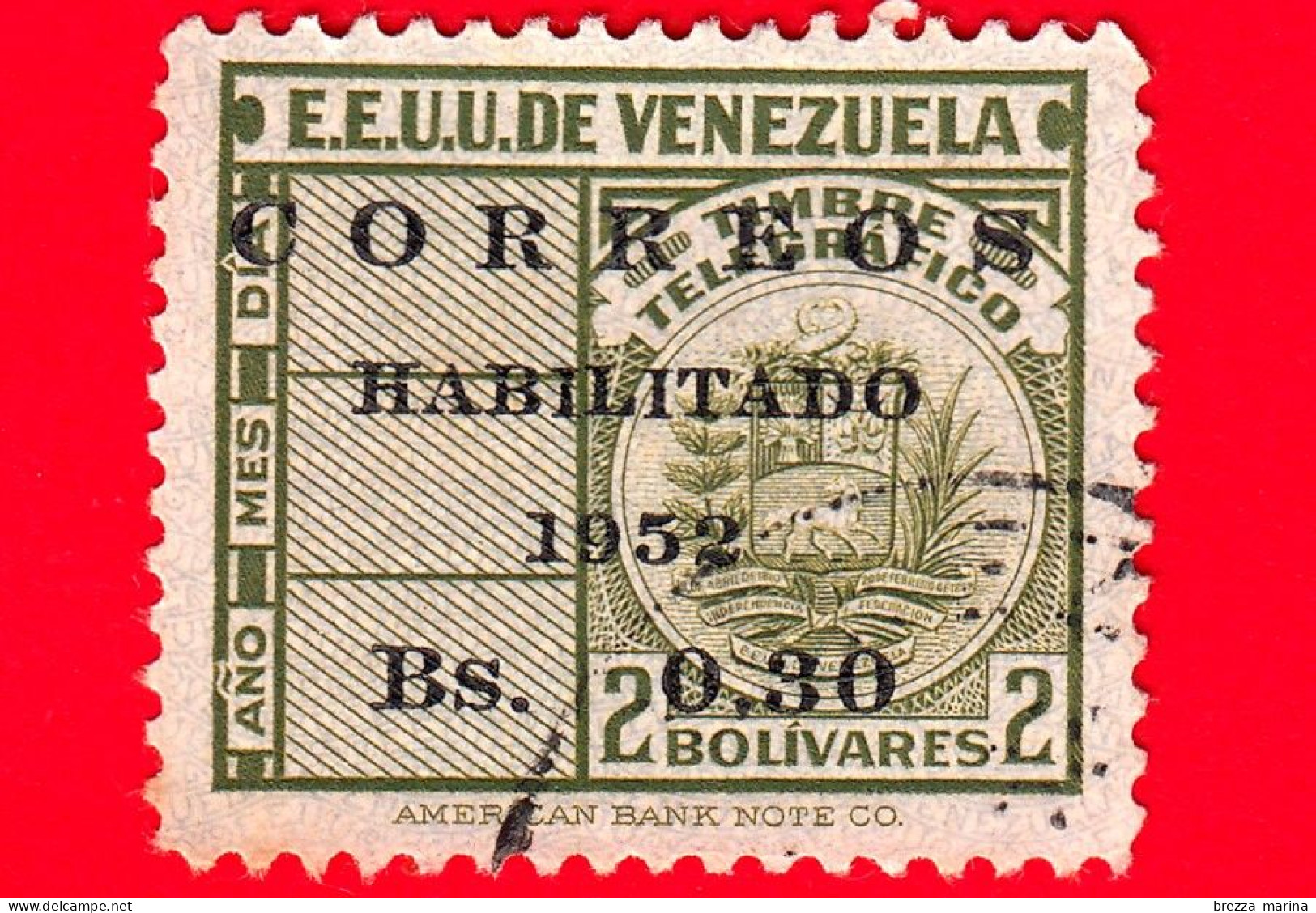 VENEZUELA - Usato - 1952 - Francobolli Telegrafo - Sovrastampa, Correos - Habilitado - 1952 - 0.30 Su 2 - Venezuela