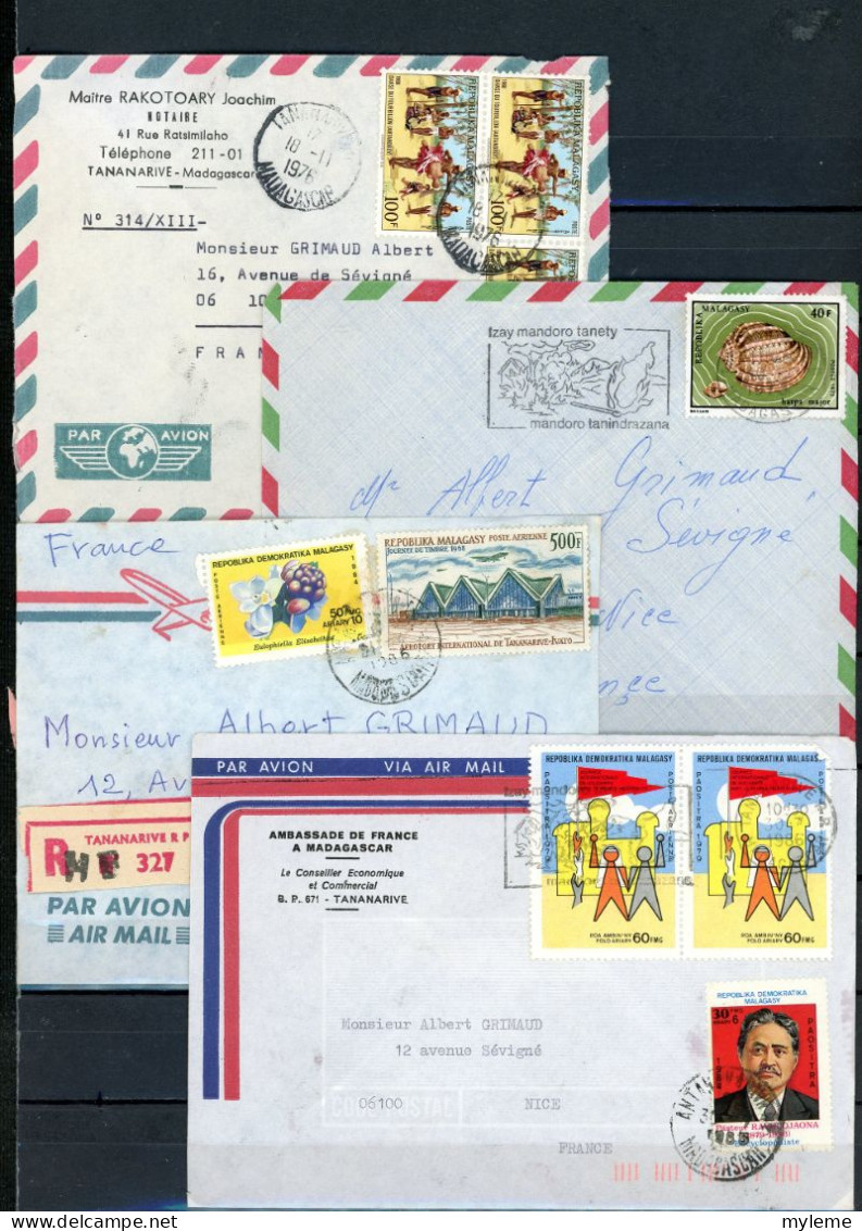 AZ151 Ensemble de 92 courriers de Madagascar pour la France  A saisir !!