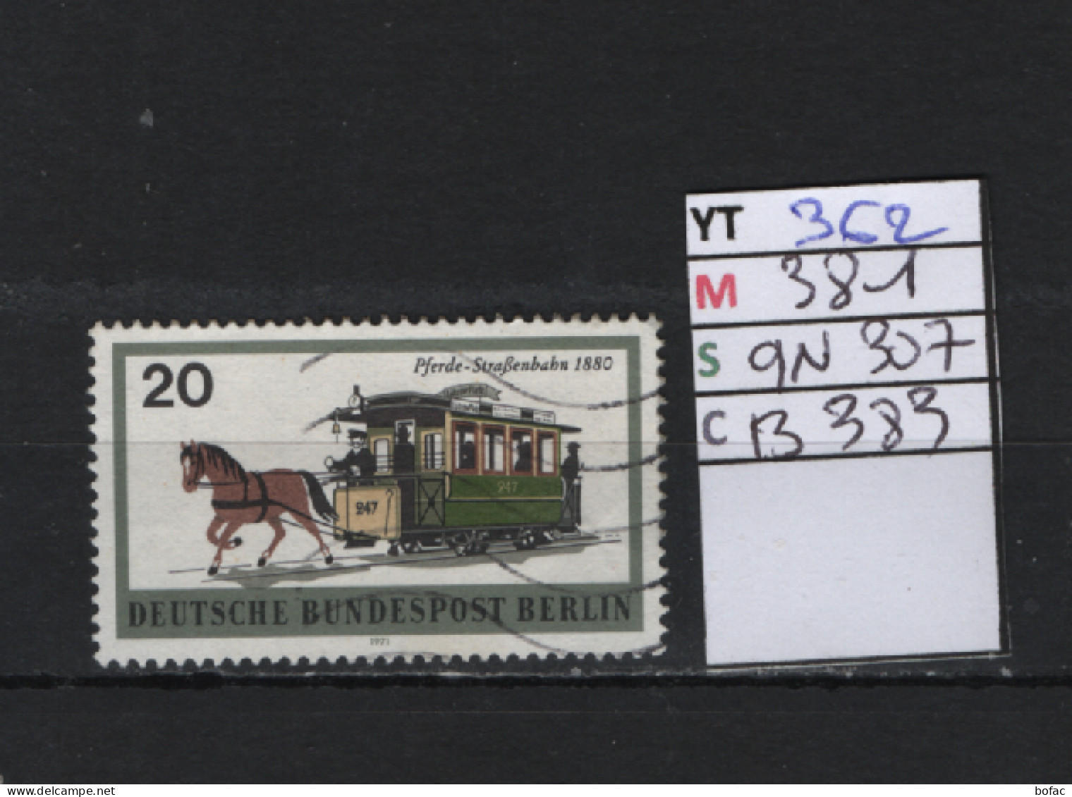 P. FIXE Obl 362 YT 381 MIC 9N307 SCO B383 GIB Tramways Moyens De Transports Berlinois 1971 *Berlin* 75/03 - Used Stamps