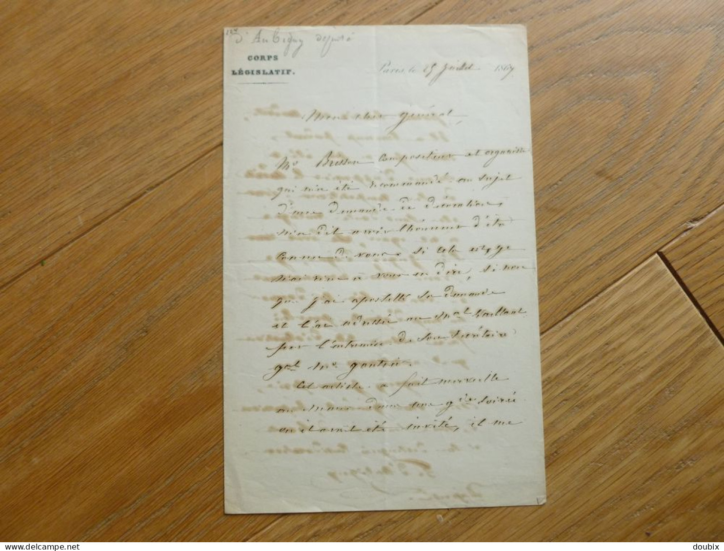 Alphonse LERET D'AUBIGNY (1804-1878) Député LE MANS Sarthe Lucé. AUTOGRAPHE - Historische Personen