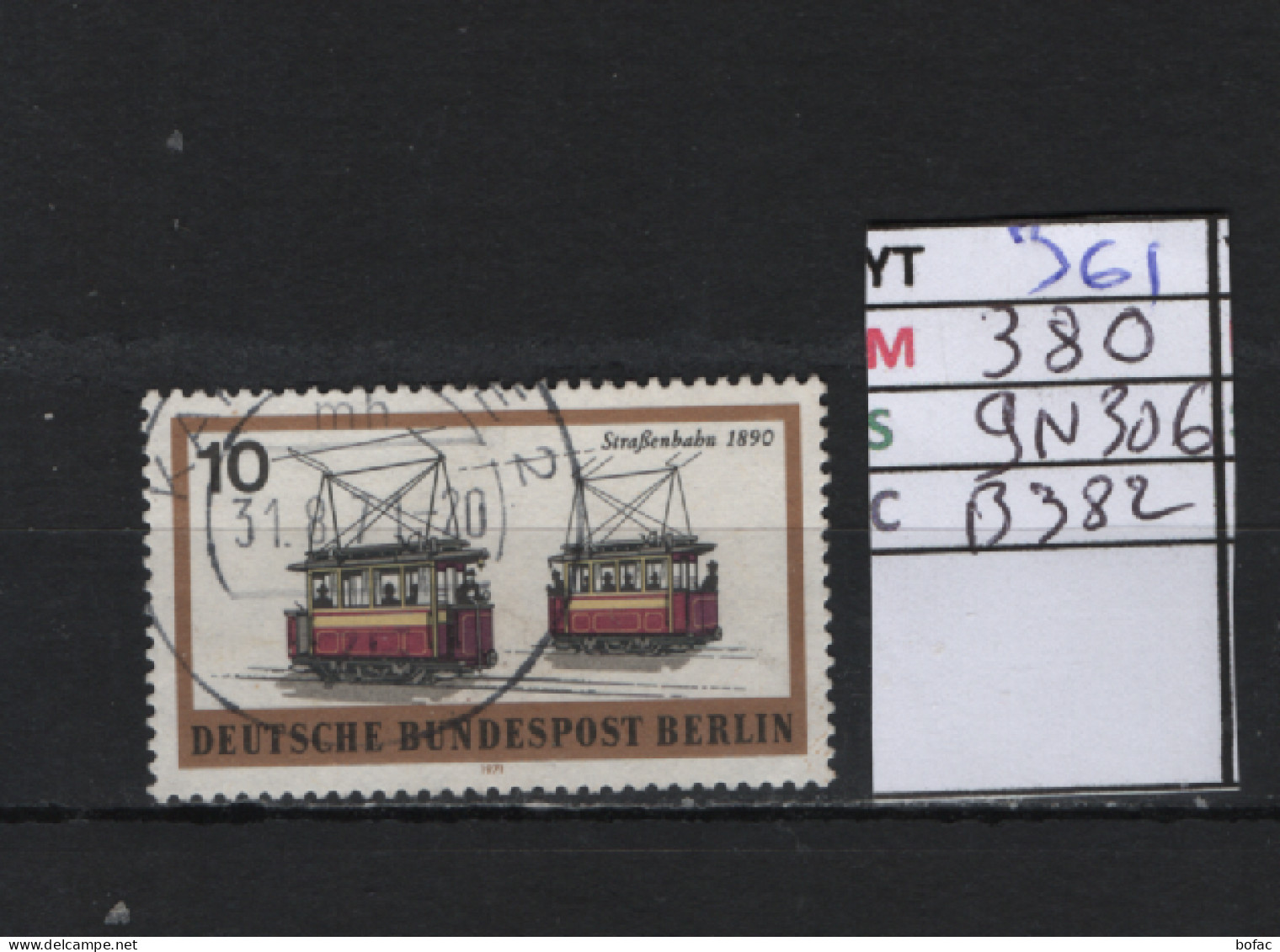 P. FIXE Obl 361 YT 380 MIC 9N306 SCO B382 GIB Tramways Moyens De Transports Berlinois 1971 *Berlin* 75/03 - Used Stamps