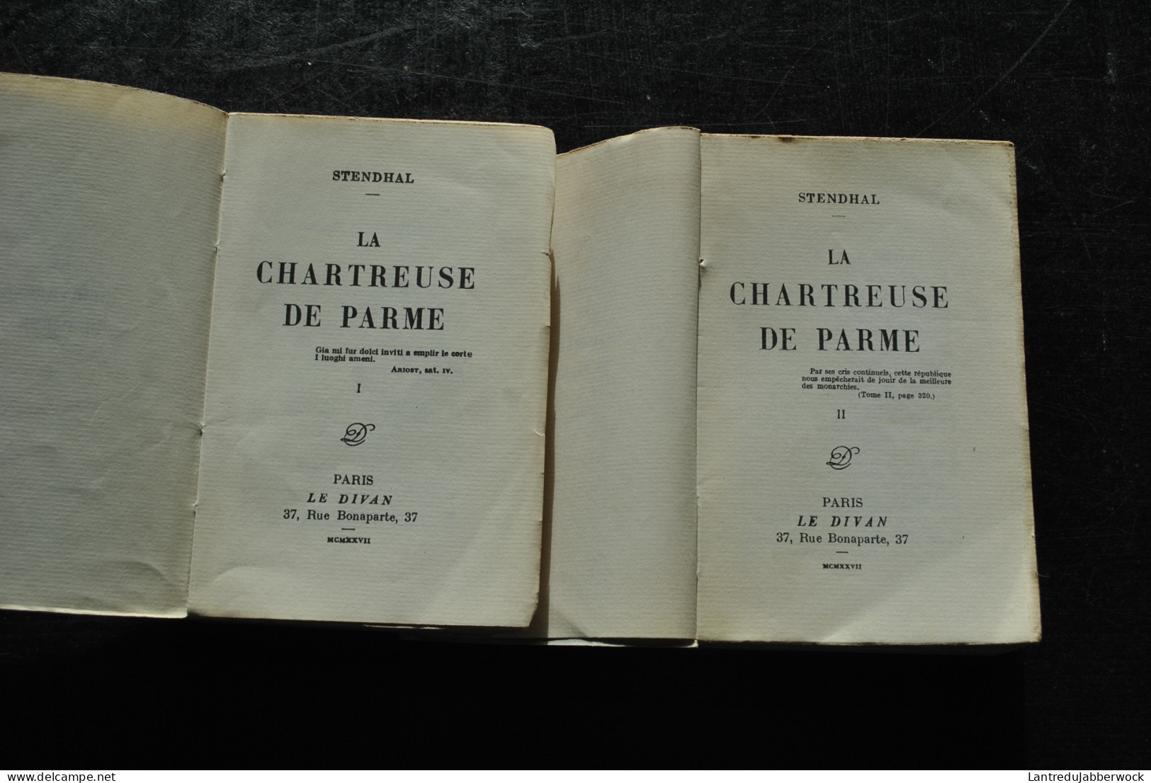 STENDHAL La Chartreuse De Parme 2 Tomes COMPLET Collection Le Livre Du Divan 1932 Révision Du Texte Par Henri MARTINEAU - 1901-1940