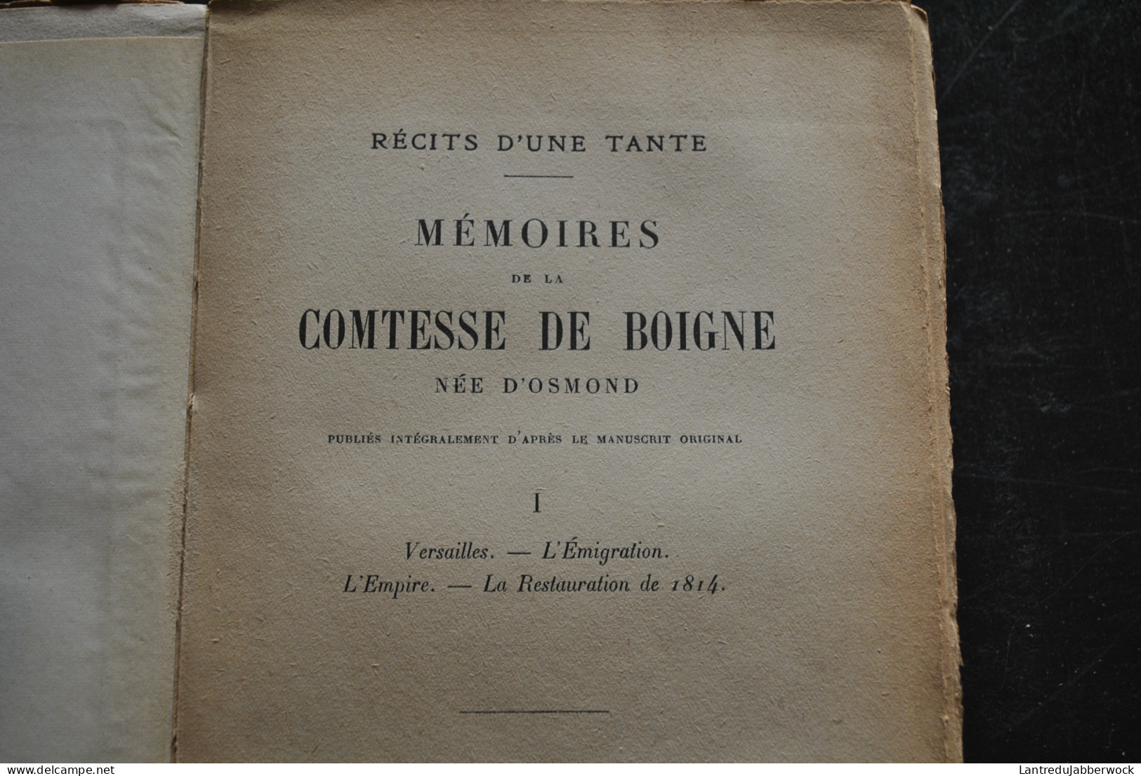 Mémoires de la Comtesse de Boigne née d'Osmond Récits d'une tante Emile-Paul Frères 1923 1925 Complet en 5 tomes RARE 