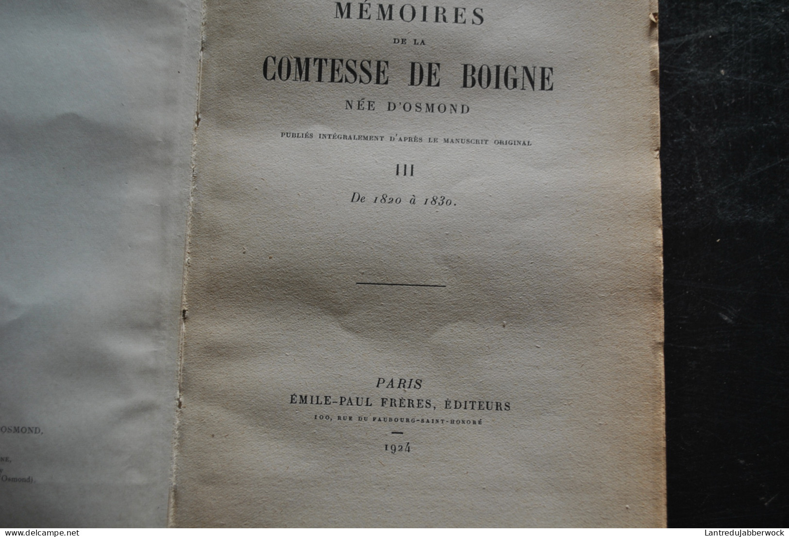 Mémoires de la Comtesse de Boigne née d'Osmond Récits d'une tante Emile-Paul Frères 1923 1925 Complet en 5 tomes RARE 