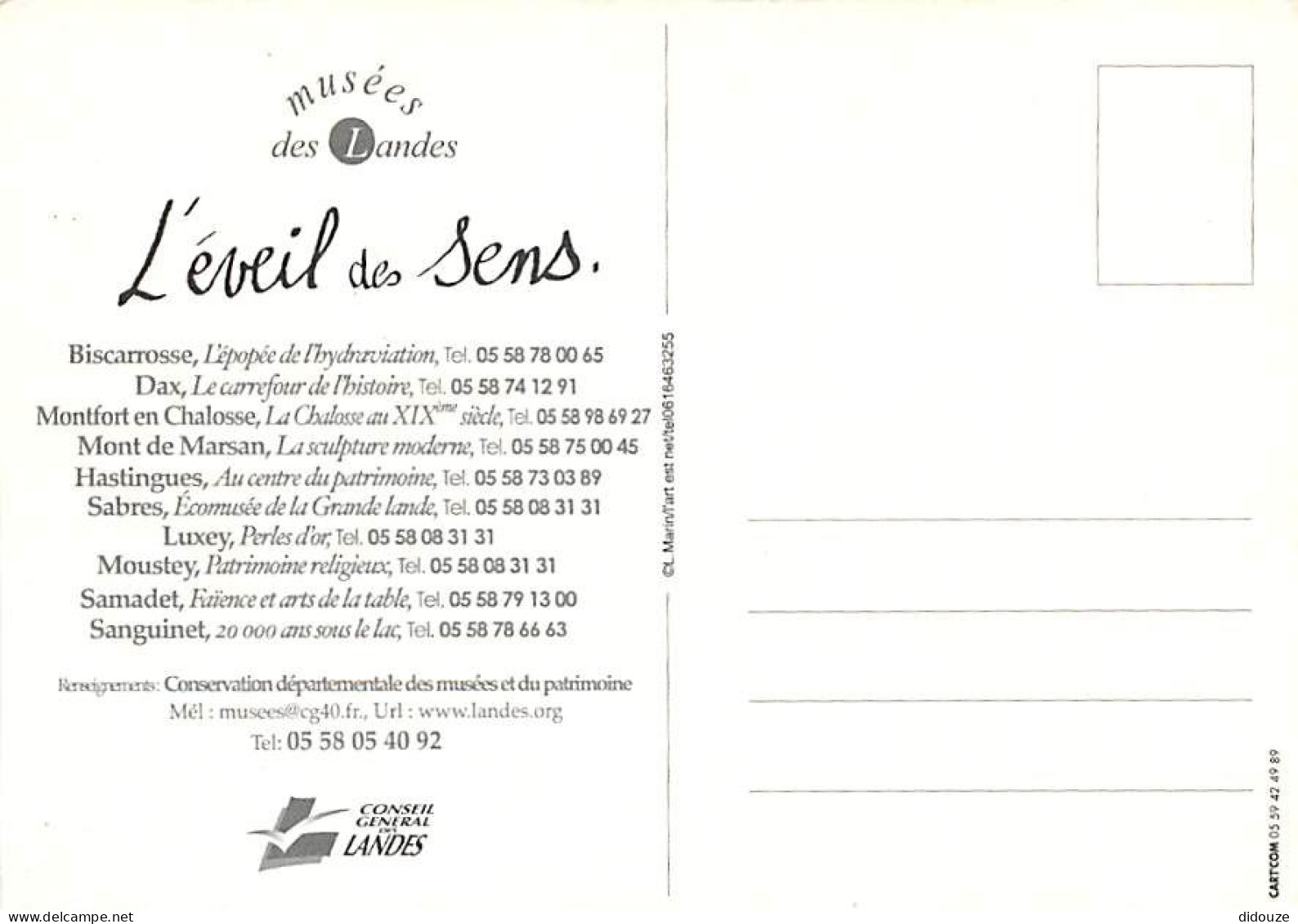 Publicite - Conseil Général Des Landes - Musées Des Landes - L'éveil Des Sens - Carte Neuve - CPM - Voir Scans Recto-Ver - Publicidad