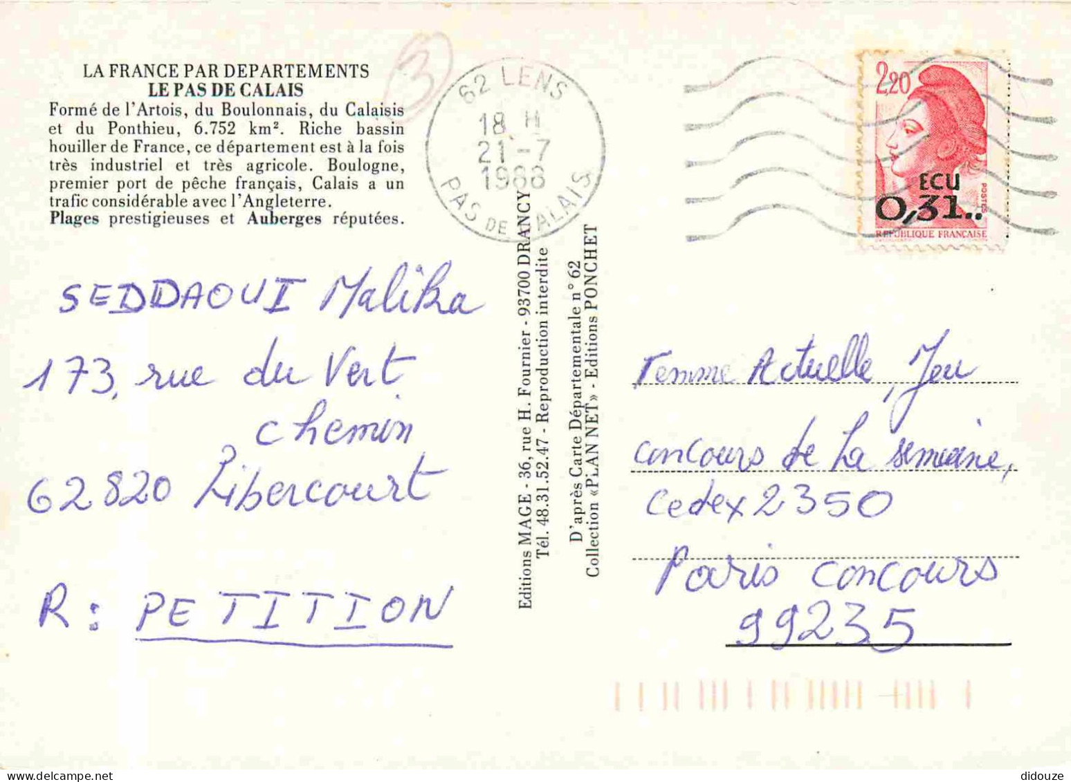 62 - Pas De Calais - Multivues - Carte Géographique Michelin - CPM - Voir Scans Recto-Verso - Autres & Non Classés