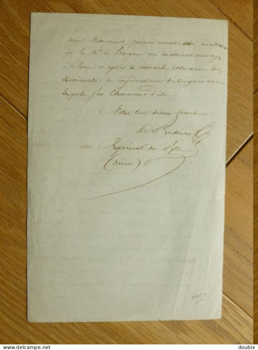 Charles BROCQUART DE BUSSIERES (1791-1853) Député REIMS (Marne) & SOISSONS (Aisne) AUTOGRAPH