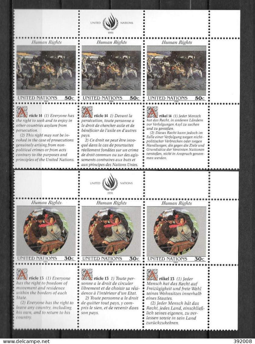 1991 - 599 à 604 **MNH - Déclaration Universelle Des Droits De L'homme - 3 - Ungebraucht