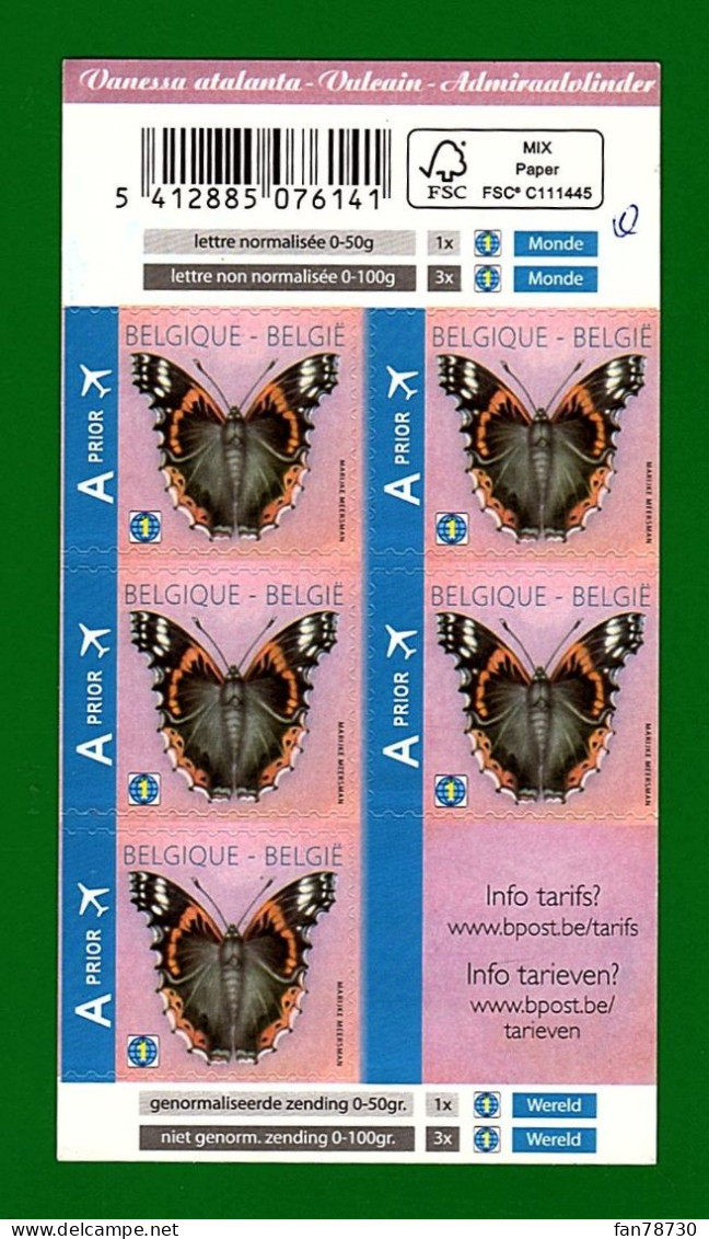 Belgique 2013 - Papillon  X 5 - Neuf ** COB 4322A - - Unused Stamps